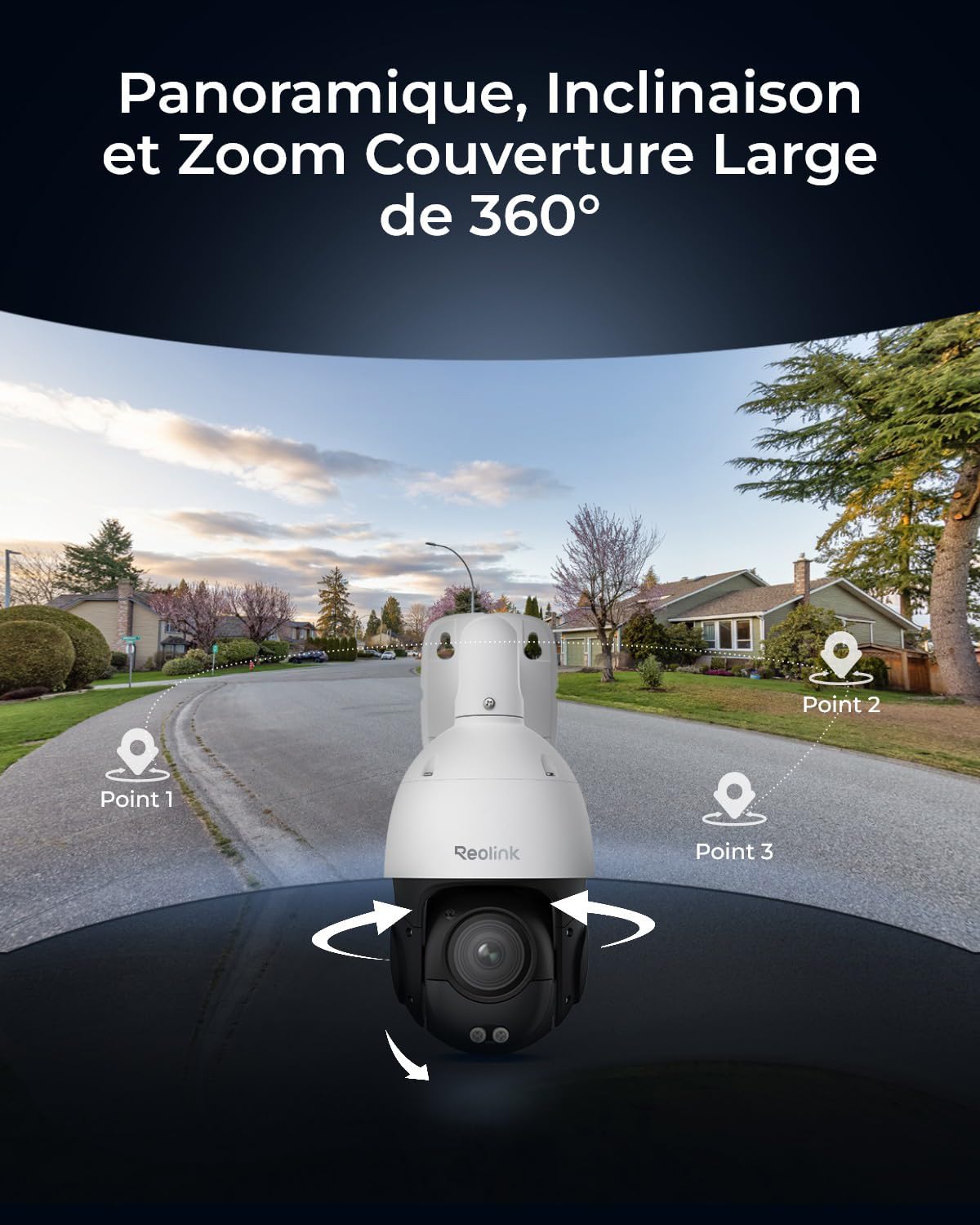 Reolink 4K PTZ Caméra Surveillance PoE, Zoom Optique 3D 16X, Pan 360°+Tilt 90°, Suivi Automatique, Vision Nocturne Jusqu'à 80m, Détection de Personne/Véhicule/Animal, Audio Bidirectionnel, RLC-823S2