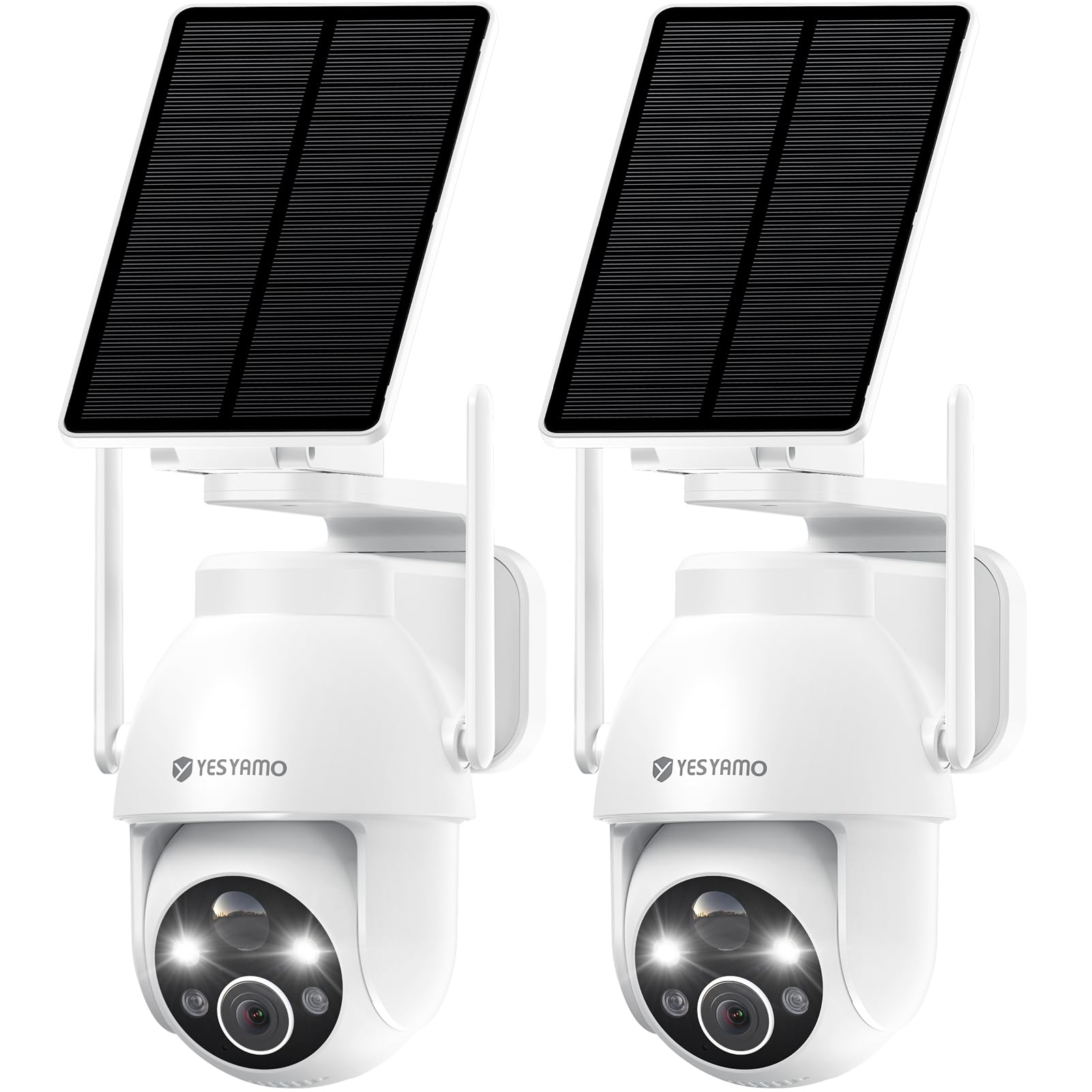 YESYAMO 2K Camera Surveillance WiFi Exterieure sans Fil Solaire, 2.4GHz Camera Exterieur avec Panneau Solaire, 355° PTZ, Vision Nocturne Couleur, Audio Bidirectionnel, PIR Sirène (Noir)