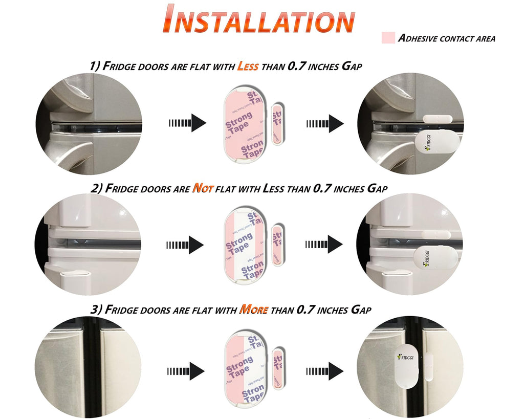 Mini Alarme de Porte Frigo et réfrigérateur, Alertes avec délai incrémental à 60, 120 et 180 Secondes, Carillon ou Sirène 80 à 110 DB, Rappel de Porte Ouverte. (Blanc)