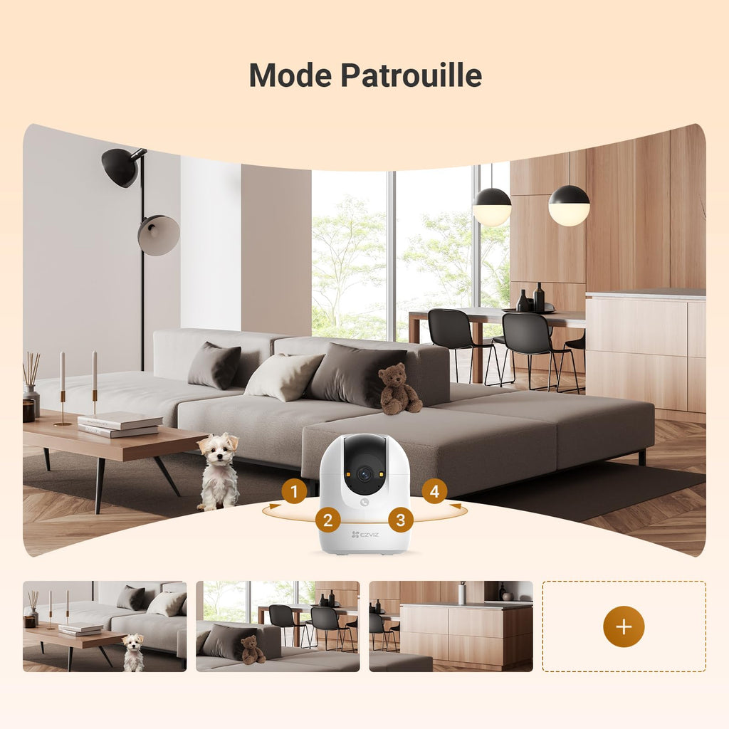 EZVIZ Caméra Surveillance WiFi Intérieure 360°, FHD 1080P, Camera WiFi 2.4Ghz, Vision Nocturne, Détection de Mouvement Suivi Intelligent, Audio Bidirectionnel, Compatible avec Alexa pour Bébé/Animaux