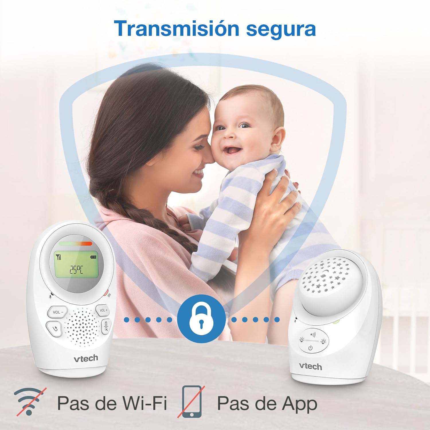 VTech - Babyphone Night Light - Fonction Veilleuse, Communication Parent/bébé - BM1211 - Version FR