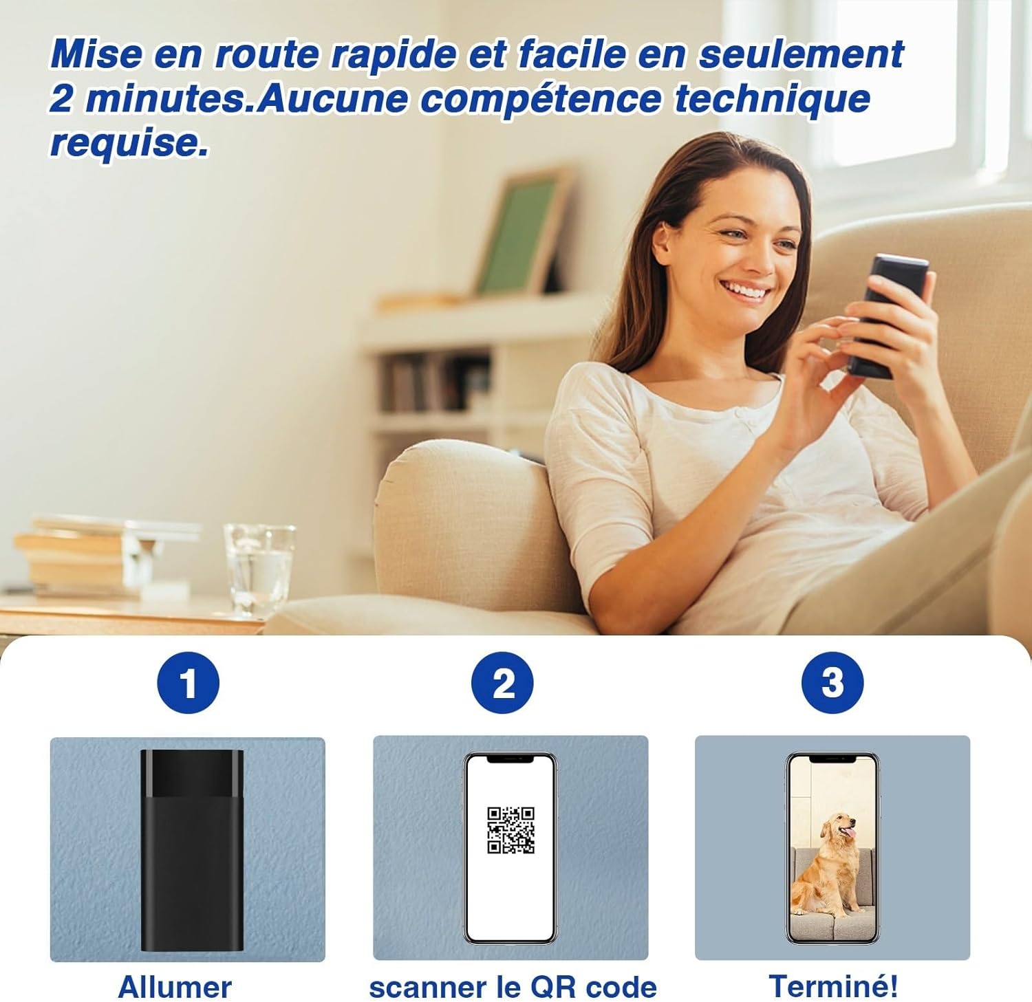 WIWACAM MW8 Caméra Espion WiFi 2K Ultra HD Camera sans Fil, 5000mAh Batterie, Détection de Mouvement Intelligente, Alarme sur Téléphone Portable, Vision Nocturne, Alarme par e-Mail,Noir