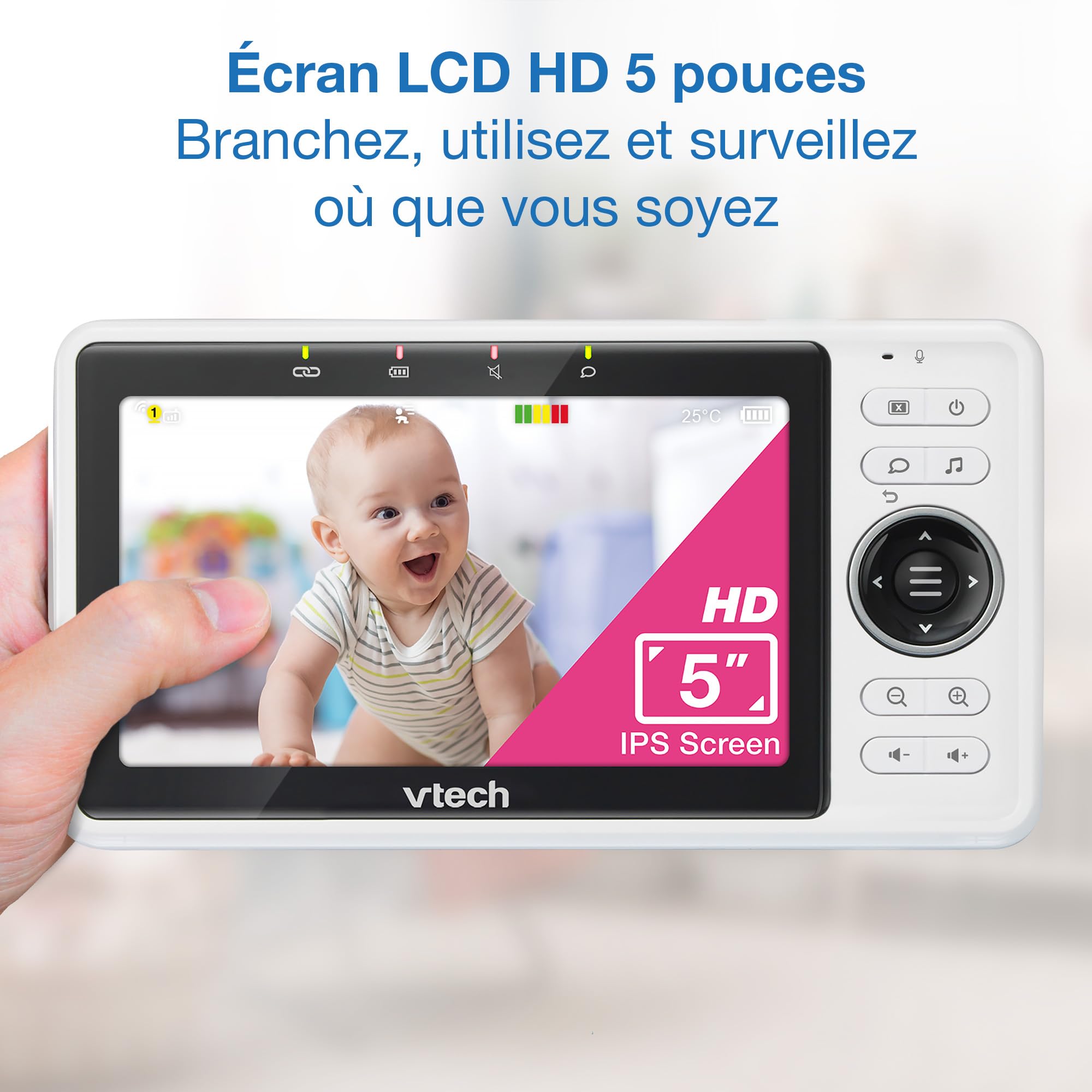 VTech VM924 Baby Monitor with Camera, Pan&Tilt,Video Baby Monitor with 5" LCD Screen,Up to 17 Hrs Battery Life,1.33x Zoom,Night Vision,300m Long Range,Soothing Sounds,2-Way Talk,Secured Transmission