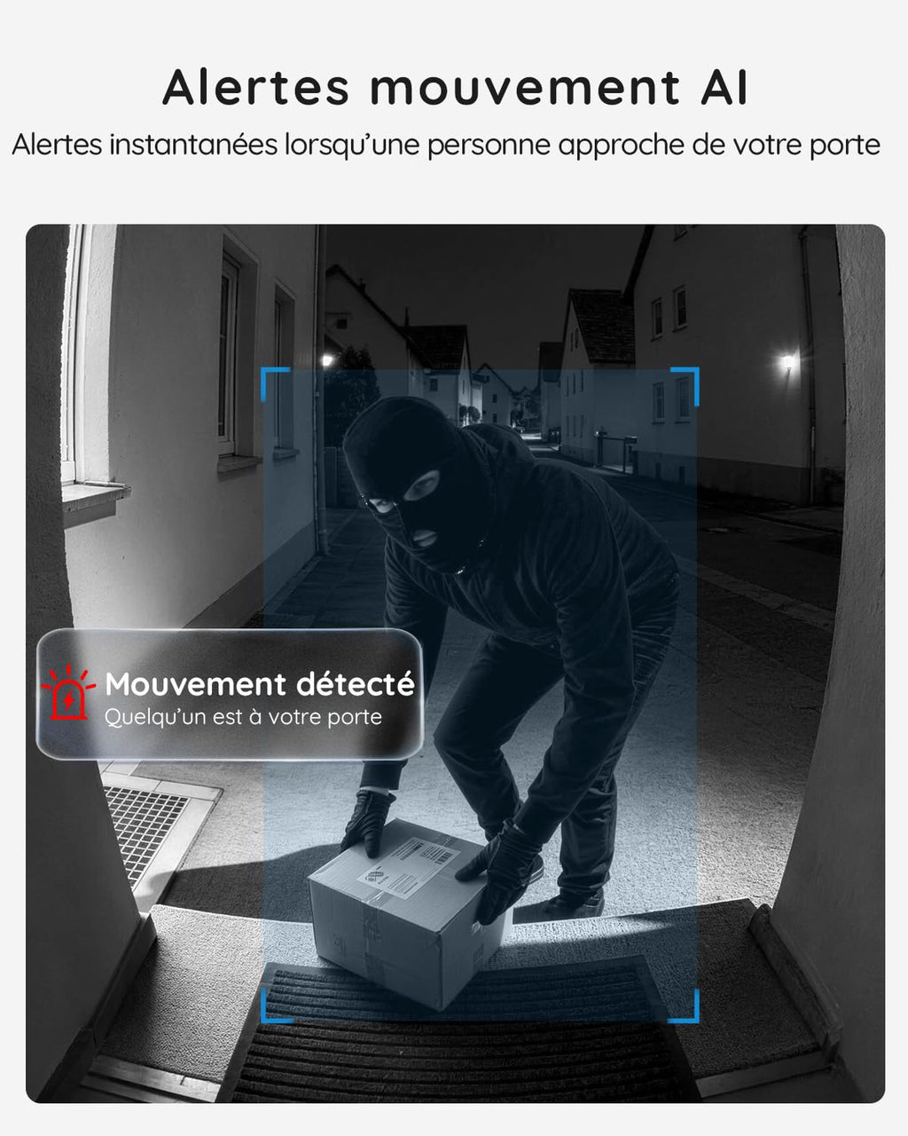 BOIFUN Sonnette sans Fil Exterieur Etanche, 2K, Grand Angle de 166°, Installation Facile, Détection Humaine par IA, Vision Nocturne, Compatible Carte SD, IP65 étanche, 3MP Wi-FI 2,4 GHz Noir