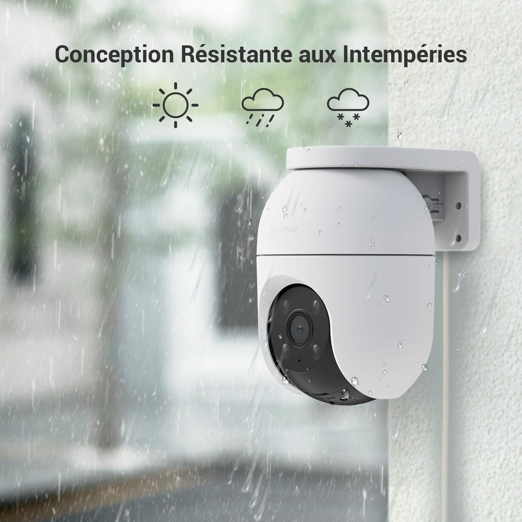 EZVIZ C8c 2MP Camera Surveillance WiFi Extérieure à 360° avec Suivi Auto-Zoom, Détection de Forme Humaine, Vision Nocturne en Couleur, Audio Bidirectionnel, IP65 Etanche, Défense Active