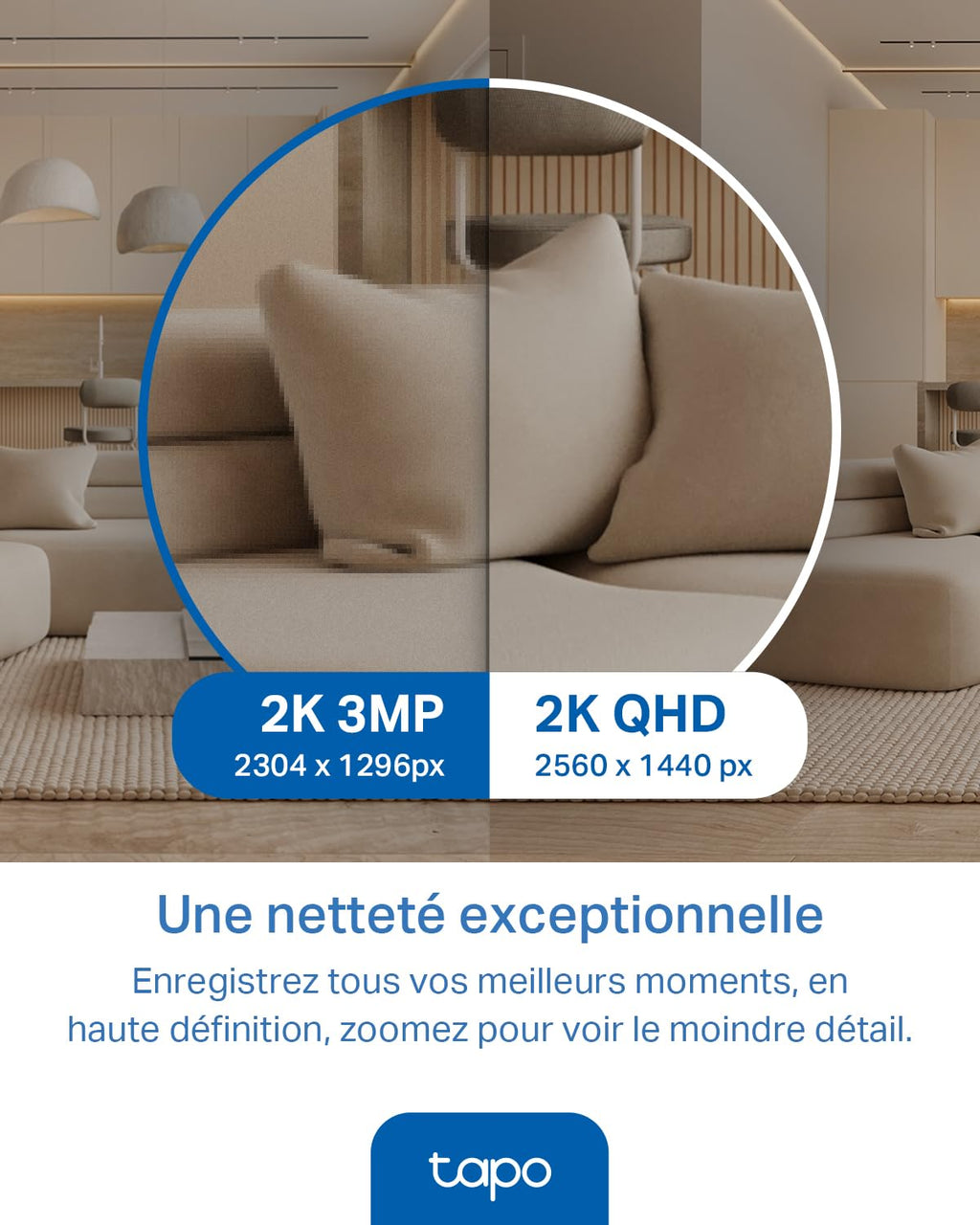 Tapo 2.5K(4MP) Caméra de Surveillance WiFi intérieure 360°, Détection Humaine AI Suivi Intelligent, Sirène et détection de Mouvement, Audio bidirectionnel, Compatible Alexa pour Bébé/Animaux C220