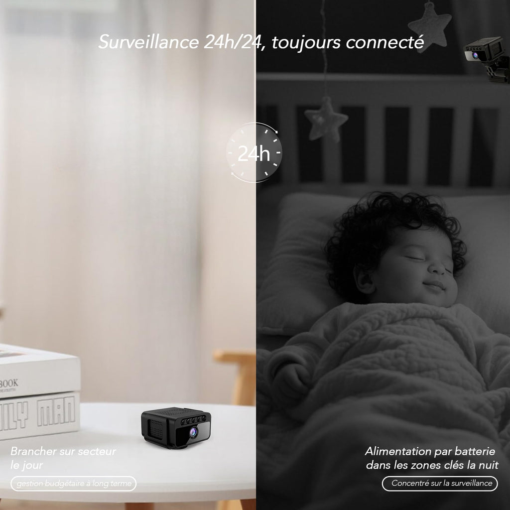 AOBOCAM Camera Espion WiFi 4K avec Cloud – Caméra de Surveillance Intérieure sans Fil, Vision Nocturne Grand Angle 150°, Détection de Mouvement AI Intelligente, Mini Caméra de Sécurité