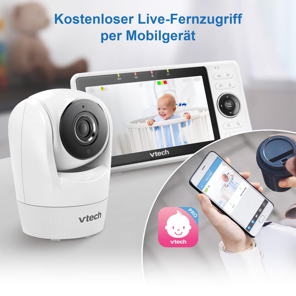 VTech DM1111 Babyphone Audio Numérique – Technologie DECT, Affichage du Niveau de Bruit, Clip Ceinture et Bien Plus – Unité Parentale et Unité Bébé
