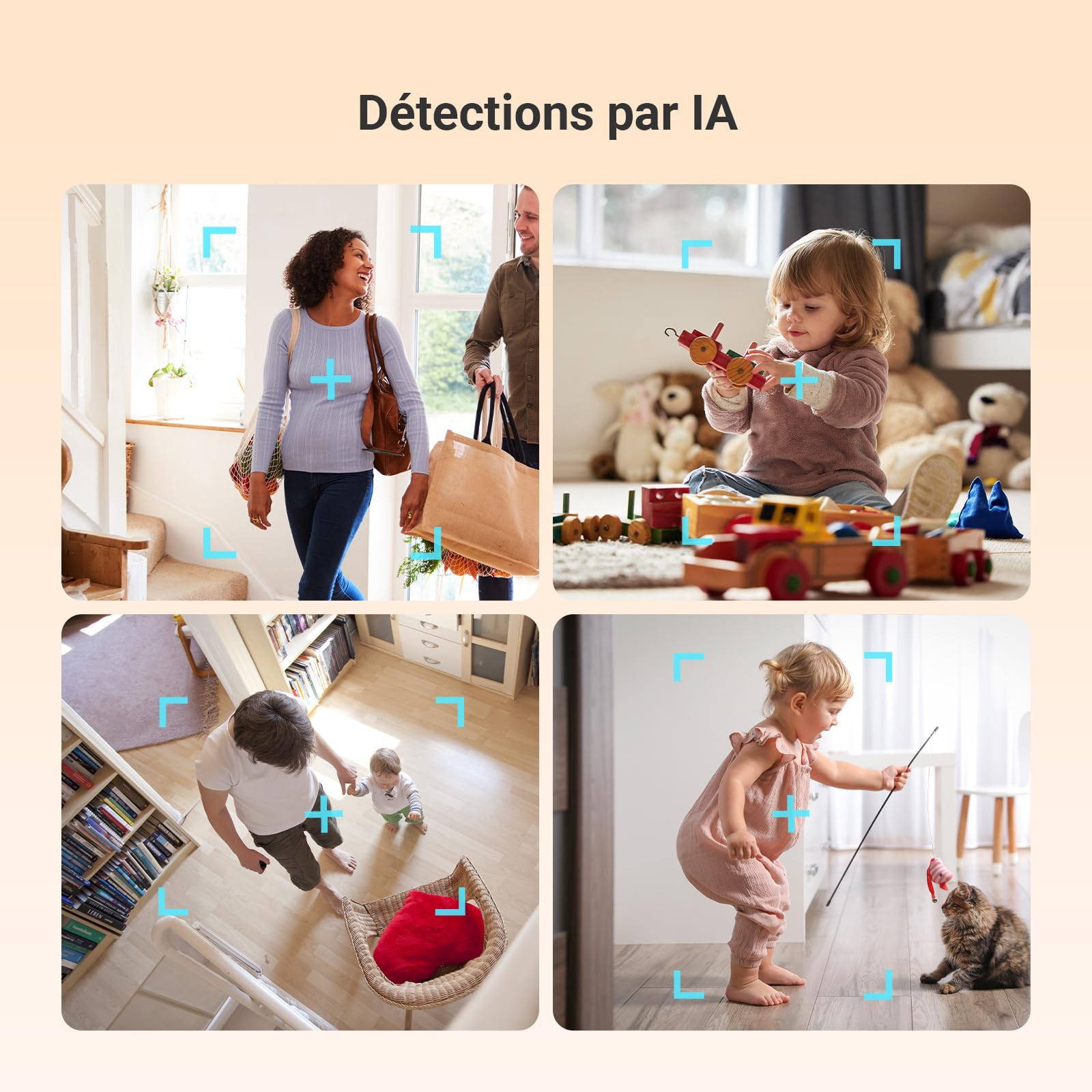 EZVIZ Caméra Surveillance WiFi Intérieure 360°, FHD 1080P, Camera WiFi 2.4Ghz, Vision Nocturne, Détection de Mouvement Suivi Intelligent, Audio Bidirectionnel, Compatible avec Alexa pour Bébé/Animaux