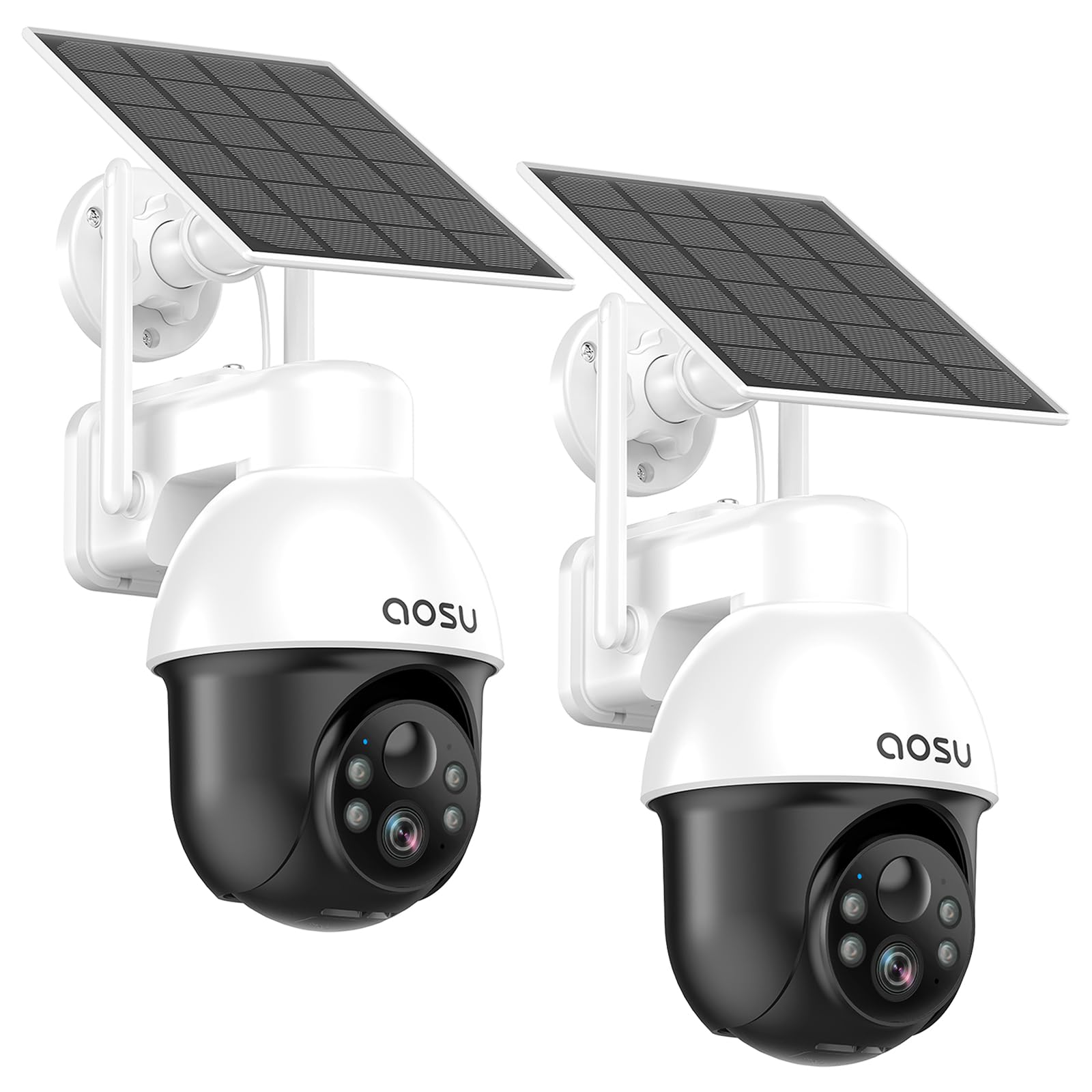 aosu 3K Caméra Surveillance WiFi Exterieure sans Fil, 5MP Camera Exterieur Solaire, 360° PTZ Suivi Automatique Détection IA Personne/Véhicule, Vision Nocturne Couleurs Alarme Lumineuse/Sonore 2 Pièce