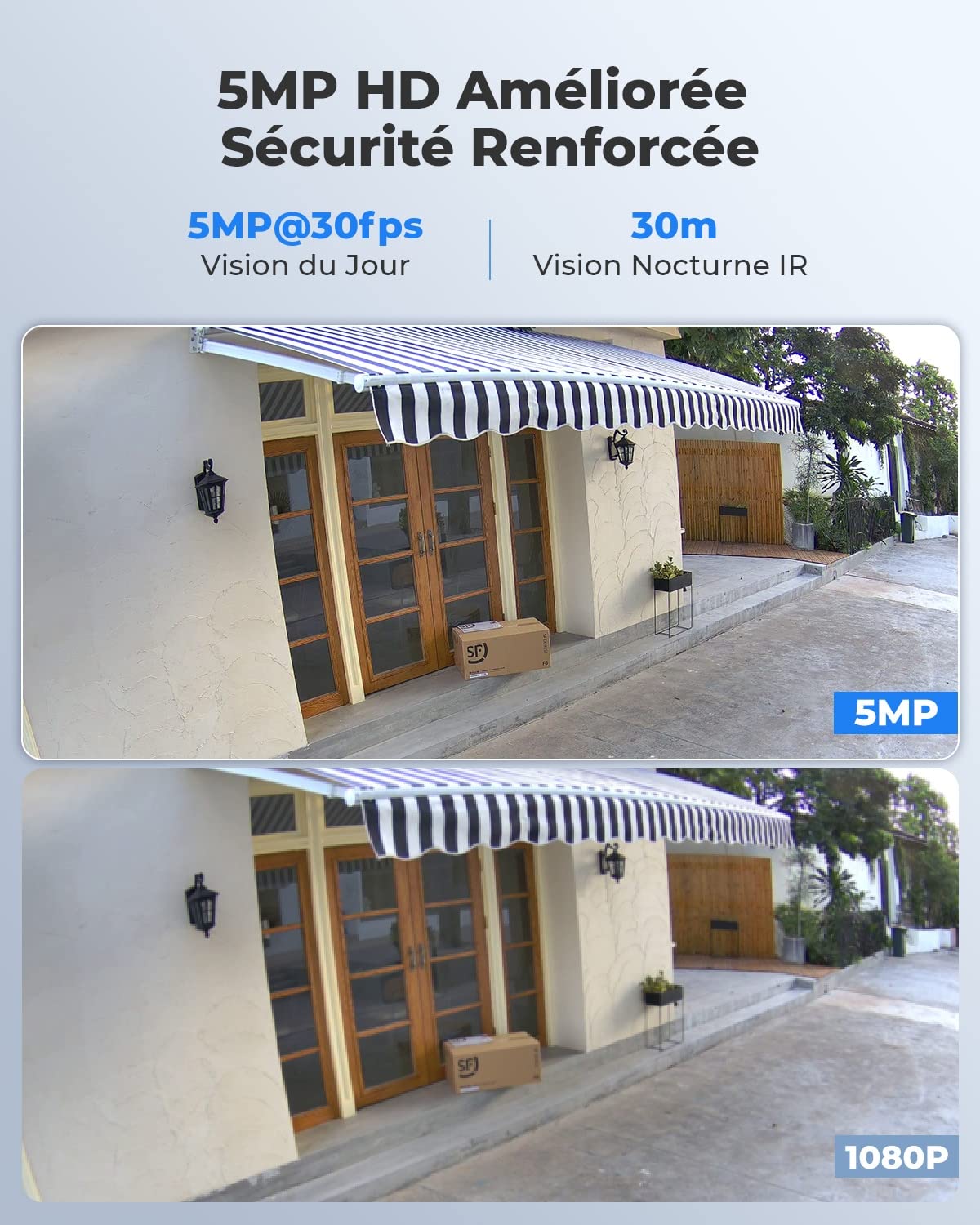 Reolink 5MP Caméra de Surveillance Extérieure PoE, Caméra IP Extérieure avec Détection Personne/Véhicule, Etanche IP67, Time Lapse, Vision Nocturne IR 30m, Support Audio et Carte microSD, RLC-510A