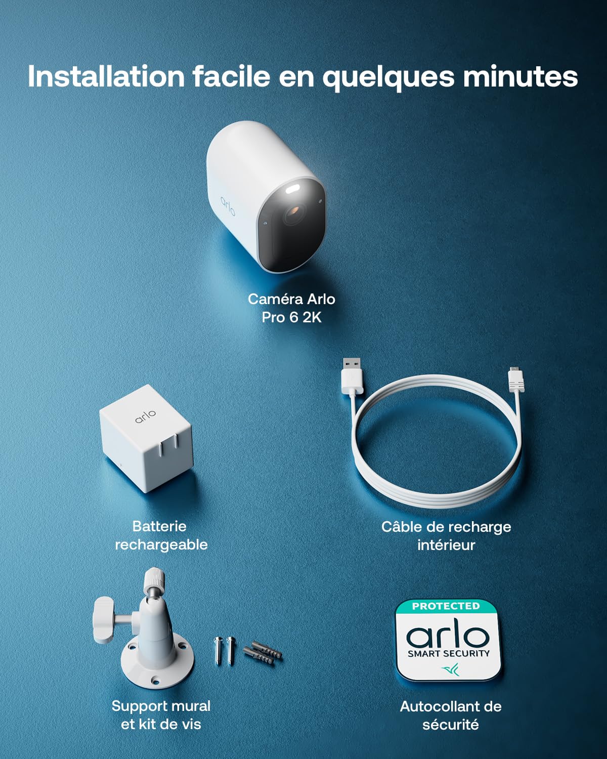 ARLO Pro 5 2K, Caméra de Surveillance WiFi Extérieure sans Fil, Détection par IA, Vision Nocturne Couleur, Audio bidirectionnel, Compatible avec Alexa, Essai Secure Inclus, 2 Caméras