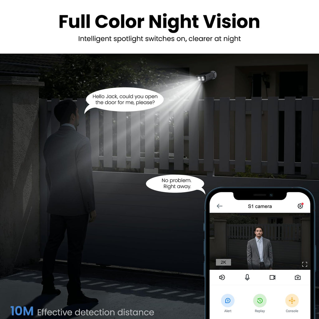 AOQEE Camera Surveillance WiFi Exterieure sans Fil - 2K Camera Exterieur Batterie Panneau Solaire intégré, Étanche IP65, PIR détection, Détection Humaine AI, Vision Nocturne Couleur, Compatible Alexa