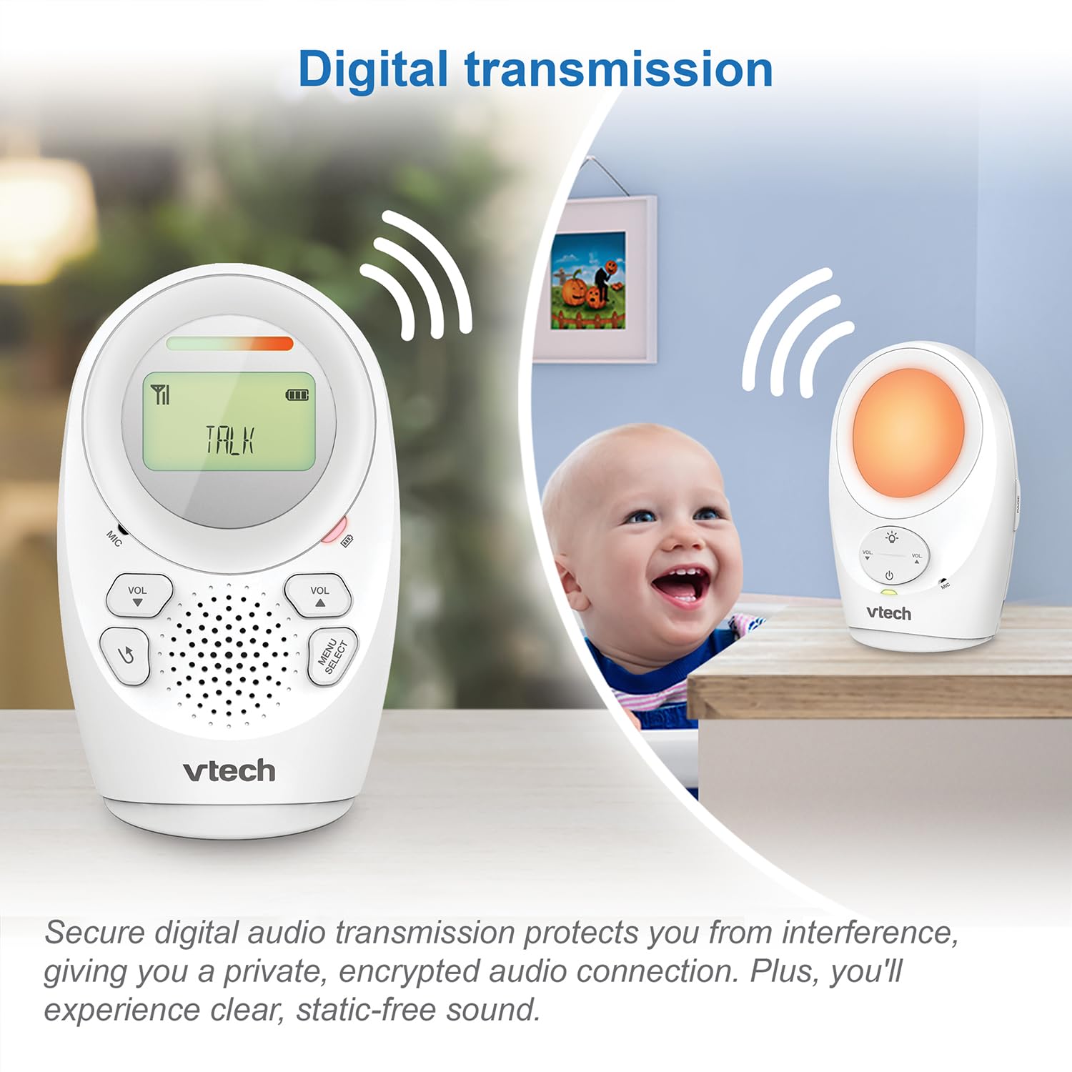VTech - Babyphone Night Light - Fonction Veilleuse, Communication Parent/bébé - BM1211 - Version FR