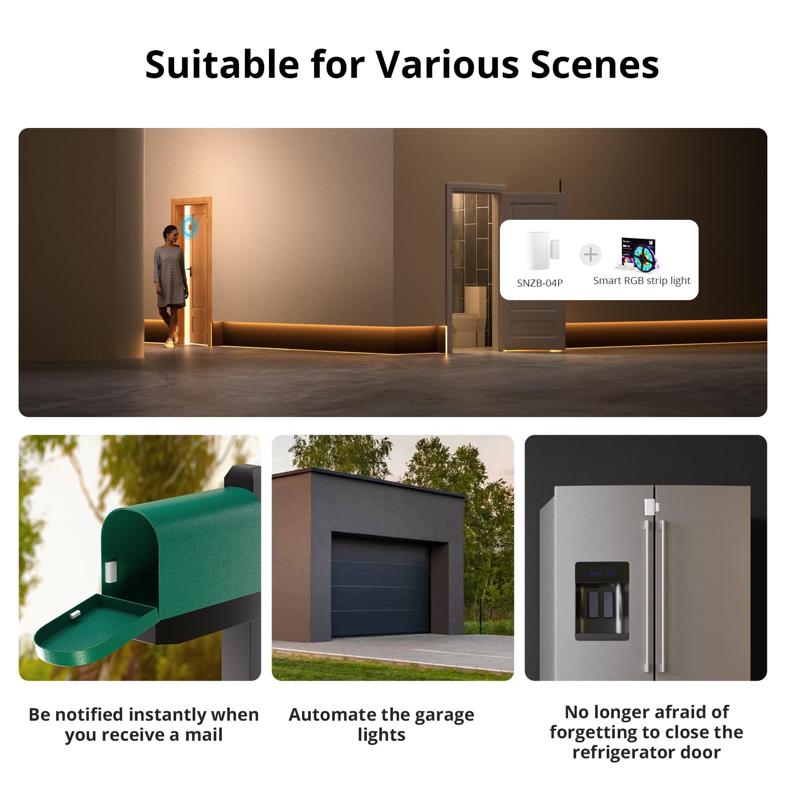SONOFF SNZB-04P ZigBee Capteur de Porte et Fenêtre sans Fil, Détecteur Ouverture Porte, Alarme Maison sans Fil, Compatible avec Alexa/Google Home, SONOFF Zigbee Hub Requis, Piles Incluses