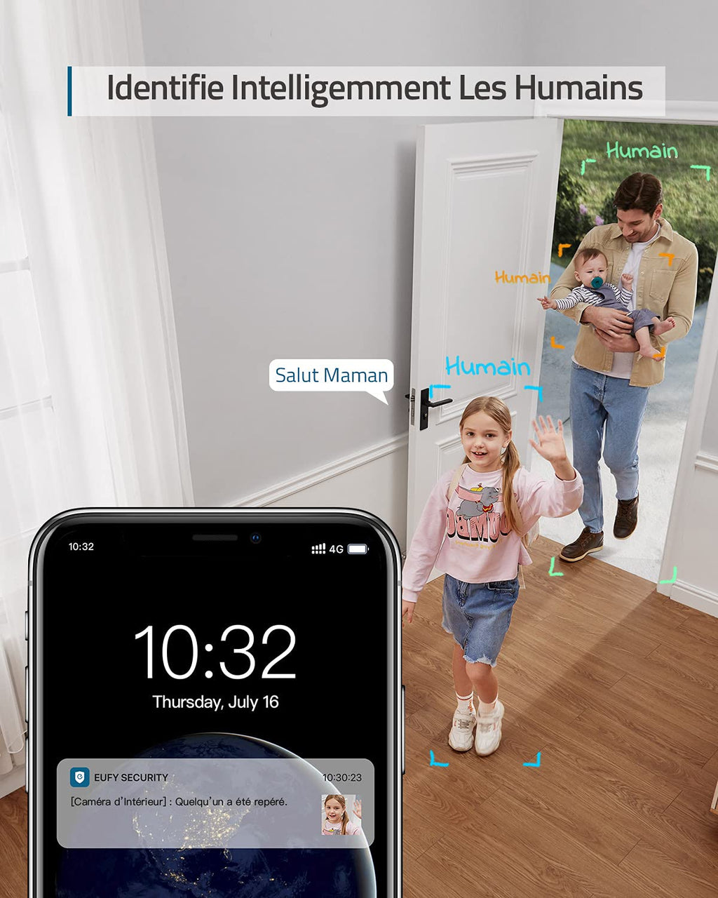eufy Security IndoorCam E220 Camera Interieur sans Fil, 2K Pan & Tilt, Camera Surveillance WiFi, Détection des Humains et Animaux par l'IA, Assistants Vocaux, Carte microSD Requise