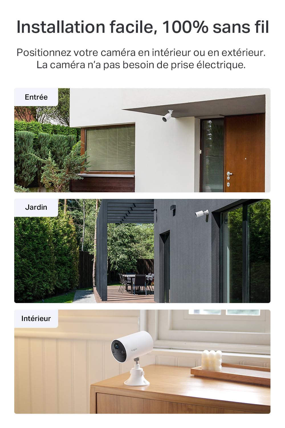 Tapo C410 KIT 2K(3MP) Caméra de Surveillance WiFi Extérieure sans Fil Solaire, Autonomie permanente de la Batterie, Personne Détection, Vision Nocturne en Couleur, IP65 Etanche, Aucune hub requis