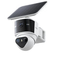 AOSU T2 Pro 3K Camera Surveillance WiFi Exterieure Sans Fil Solaire, Double Caméra 5MP 360° PTZ + 170° Grand Angle Sans Angle Mort, Zoom 8X Vision Nocturne TrueColor, Détection IA et Suivi Automatique
