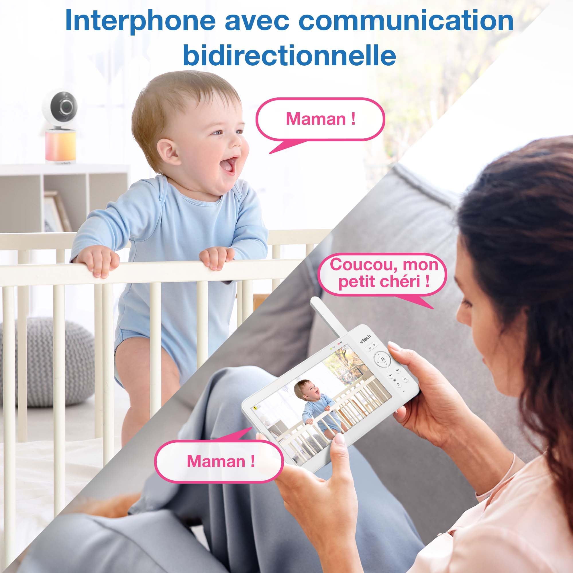 VTech VM924 Baby Monitor with Camera, Pan&Tilt,Video Baby Monitor with 5" LCD Screen,Up to 17 Hrs Battery Life,1.33x Zoom,Night Vision,300m Long Range,Soothing Sounds,2-Way Talk,Secured Transmission