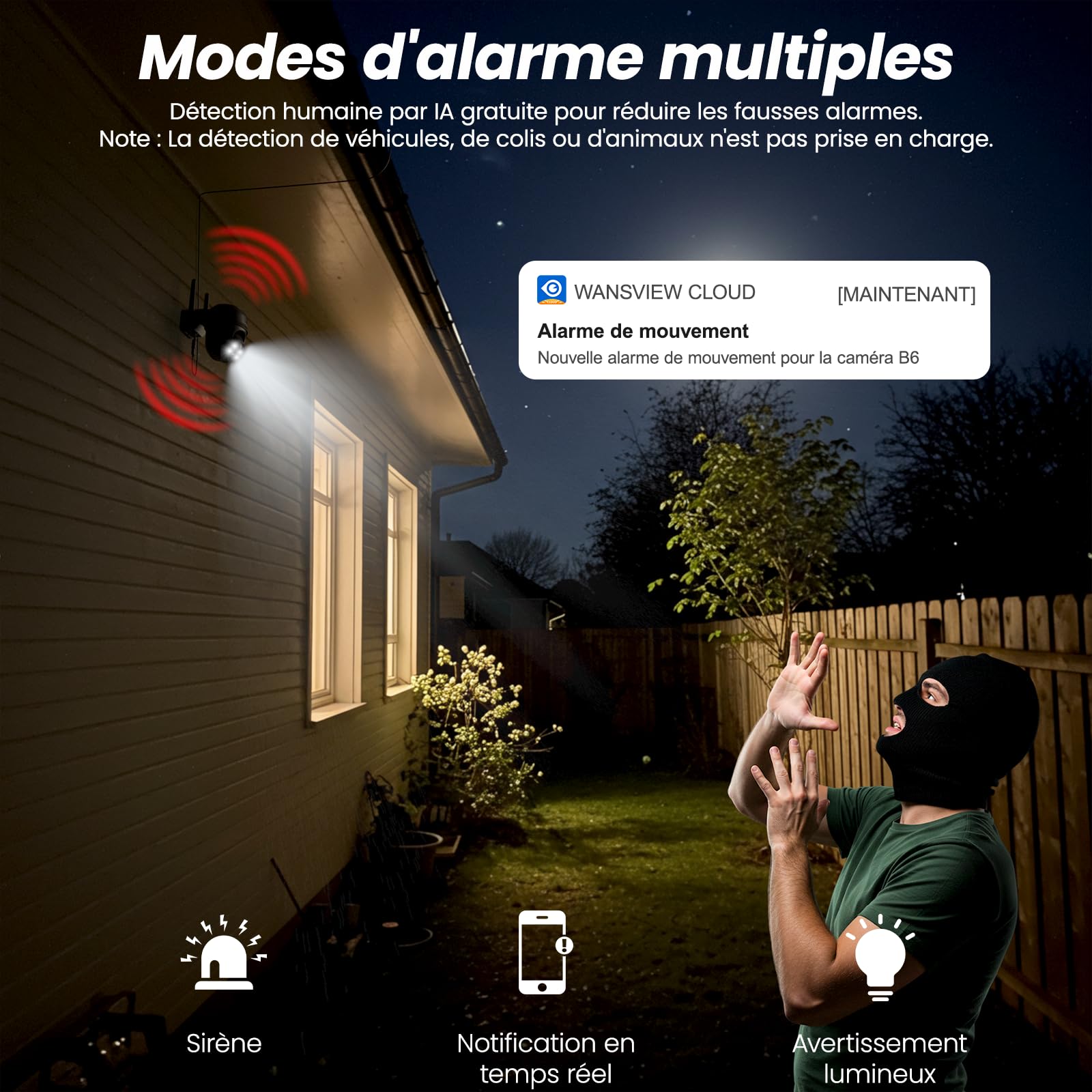Cinnado Camera Surveillance WiFi Exterieure sans Fil - 2K Camera Exterieur sans Fil avec Panneau Solaire, 360° PTZ, Alerte Instantanée PIR, Vision Nocturne Couleur, Audio Bidirectionnel, B6 (Noire)