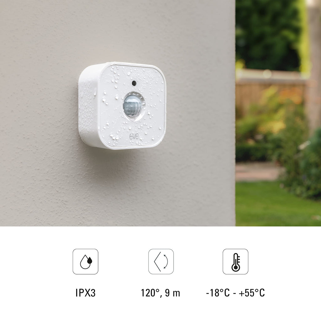 Eve Motion (Matter) – Capteur de mouvement et sensor de lumière intelligent, intérieur & extérieur, sécurité connectée, Apple Home, Alexa, Google Home, SmartThings, Nécessite un Thread concentrateur