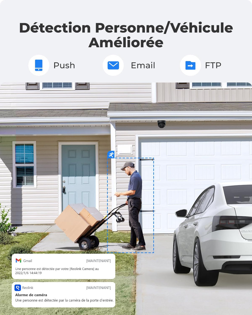 Reolink 5MP Caméra de Surveillance Extérieure PoE Dôme avec Détection Personne/Véhicule, Caméra IP avec Etanche IP67, Time Lapse, Fente pour Carte microSD, Vision Nocturne IR, Support Audio, RLC-520A
