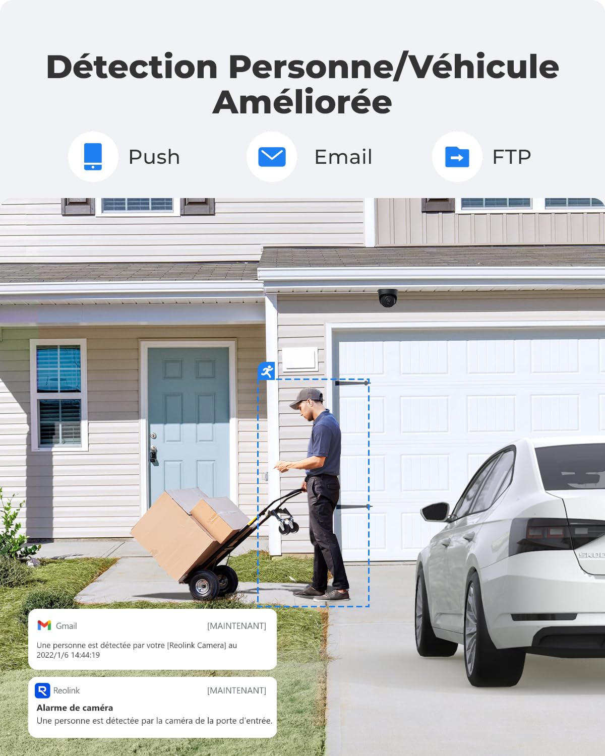 Reolink 5MP Caméra de Surveillance Extérieure PoE Dôme avec Détection Personne/Véhicule, Caméra IP avec Etanche IP67, Time Lapse, Fente pour Carte microSD, Vision Nocturne IR, Support Audio, RLC-520A