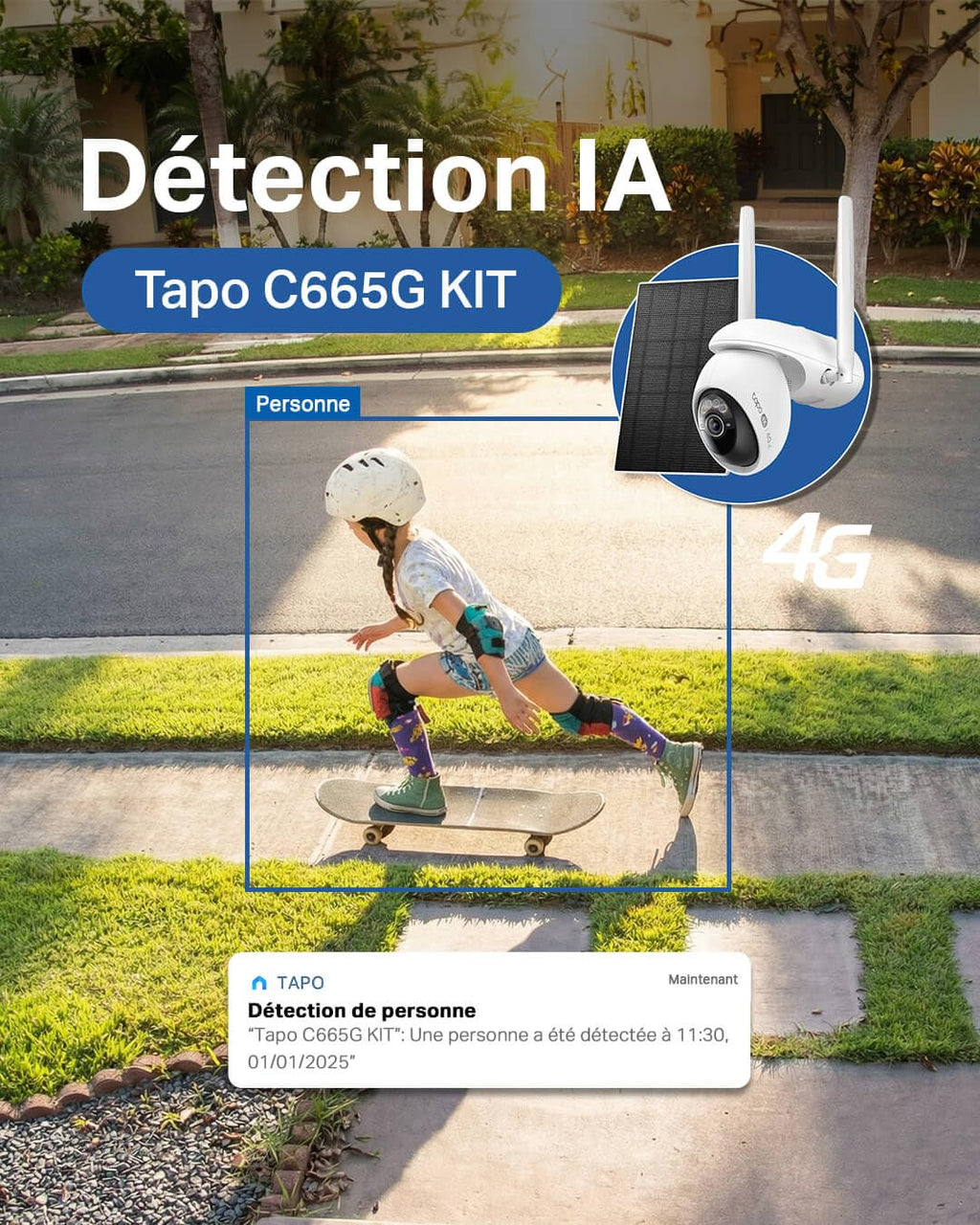 Tapo C660 Kit Caméra de Surveillance extérieure avec Panneau Solaire 4K 8MP, Vision 360°, Vision Nocturne Couleur Starlight, Batterie 10 000 mAh, détection IA, IP66, Alarme Rapide et antivol
