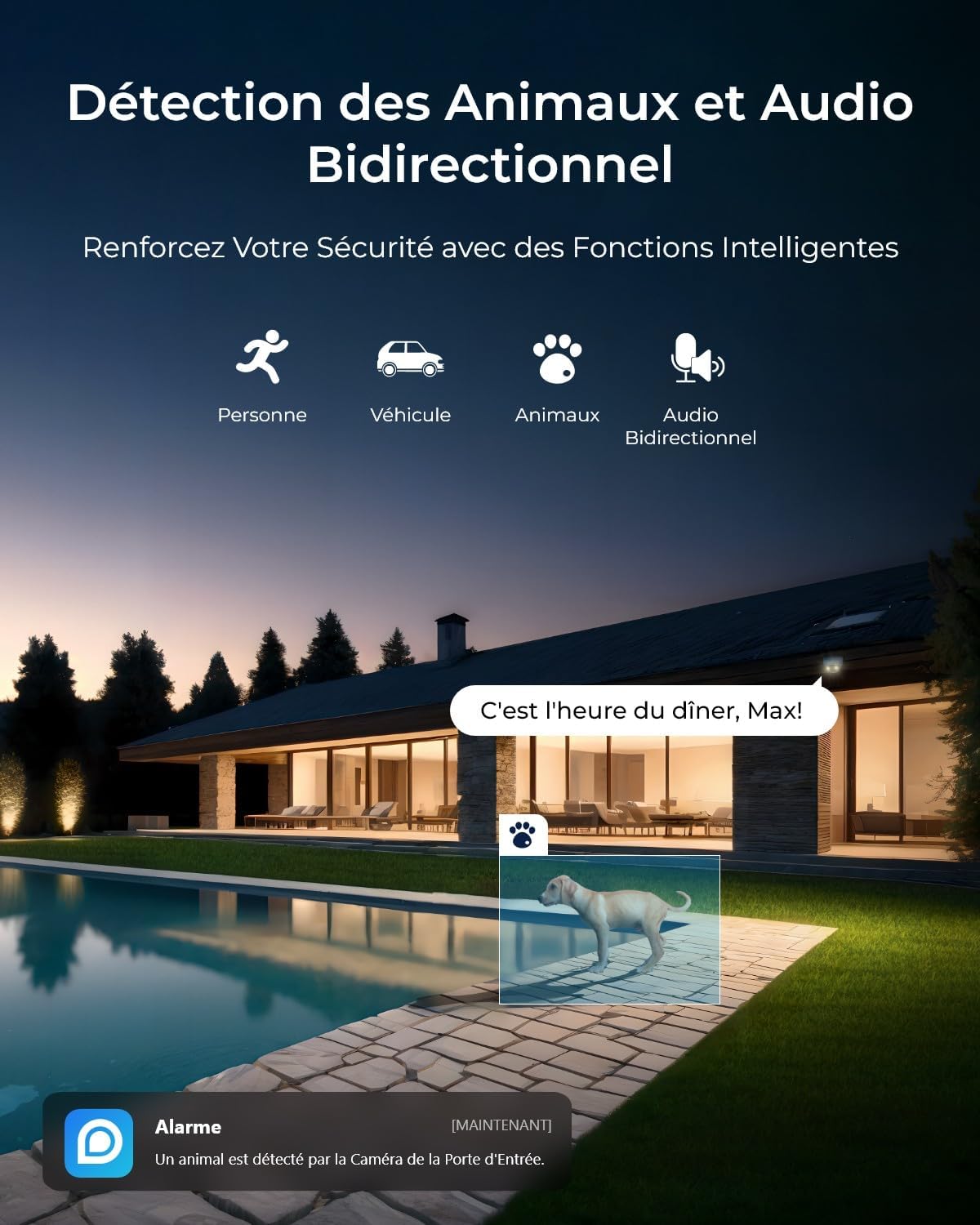 Reolink 12MP Caméra Surveillance PoE, Grand Angle de Vue 145°, Anti-Vandalisme IK10, Vision Nocturne Couleur, Audio Bidirectionnel, Détection Personne/Véhicule/Animal, IP67, RLC-1240A