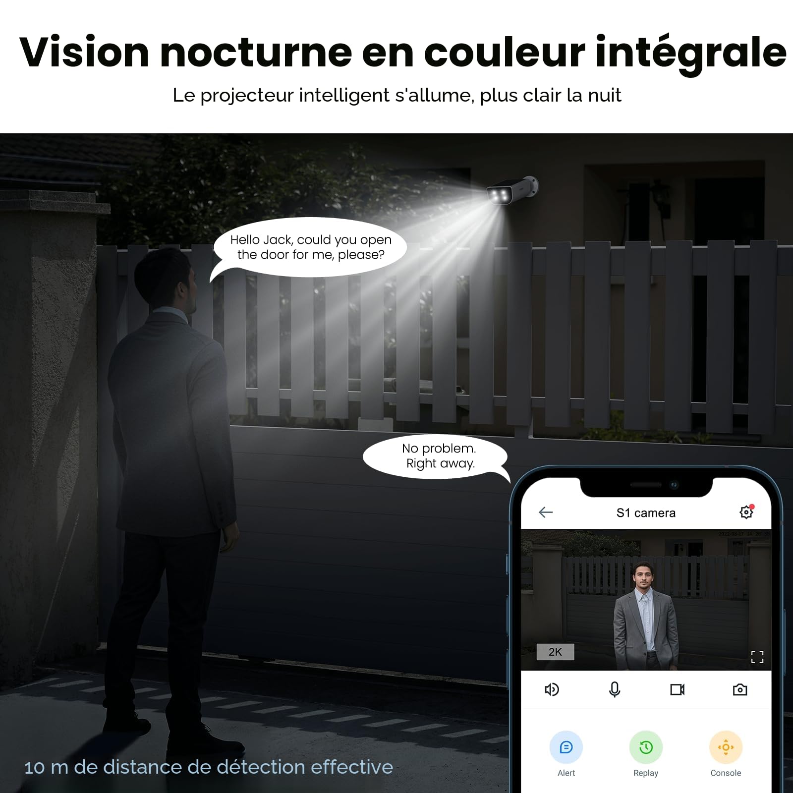 AOQEE Camera Surveillance WiFi Exterieure sans Fil - 2K Camera Exterieur Batterie Panneau Solaire intégré, Étanche IP65, PIR détection, Détection Humaine AI, Vision Nocturne Couleur, Compatible Alexa