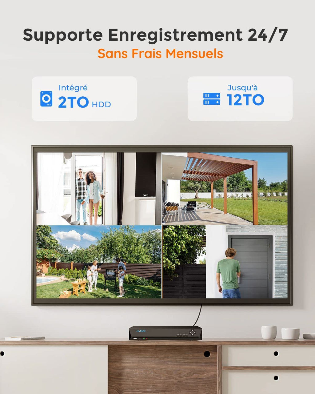 Reolink 5MP Caméra de Surveillance Extérieure, Kit Vidéo Surveillance avec 8CH 2To NVR et Caméra IP PoE Filaire 4X 5MP, Détection Personne/Véhicule, Vision Nocturne 30m avec Audio, RLK8-520D4-5MP