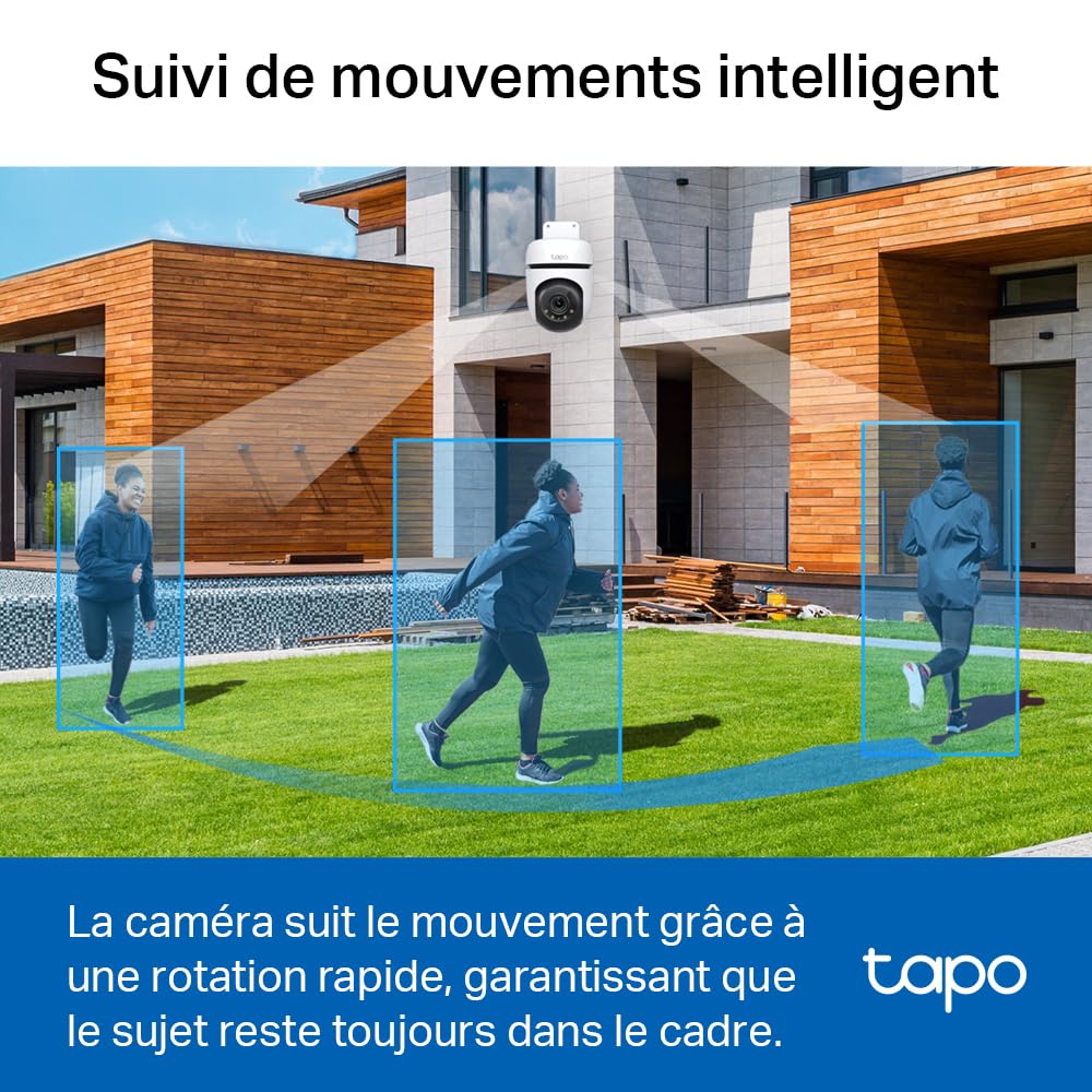 Tapo C510W 2K Caméra de Surveillance WiFi extérieur 360°, Vision Nocturne Couleur, Détection de Personne et Suivi de Mouvement, Étanche IP65, Alarme sonore Personnalisable