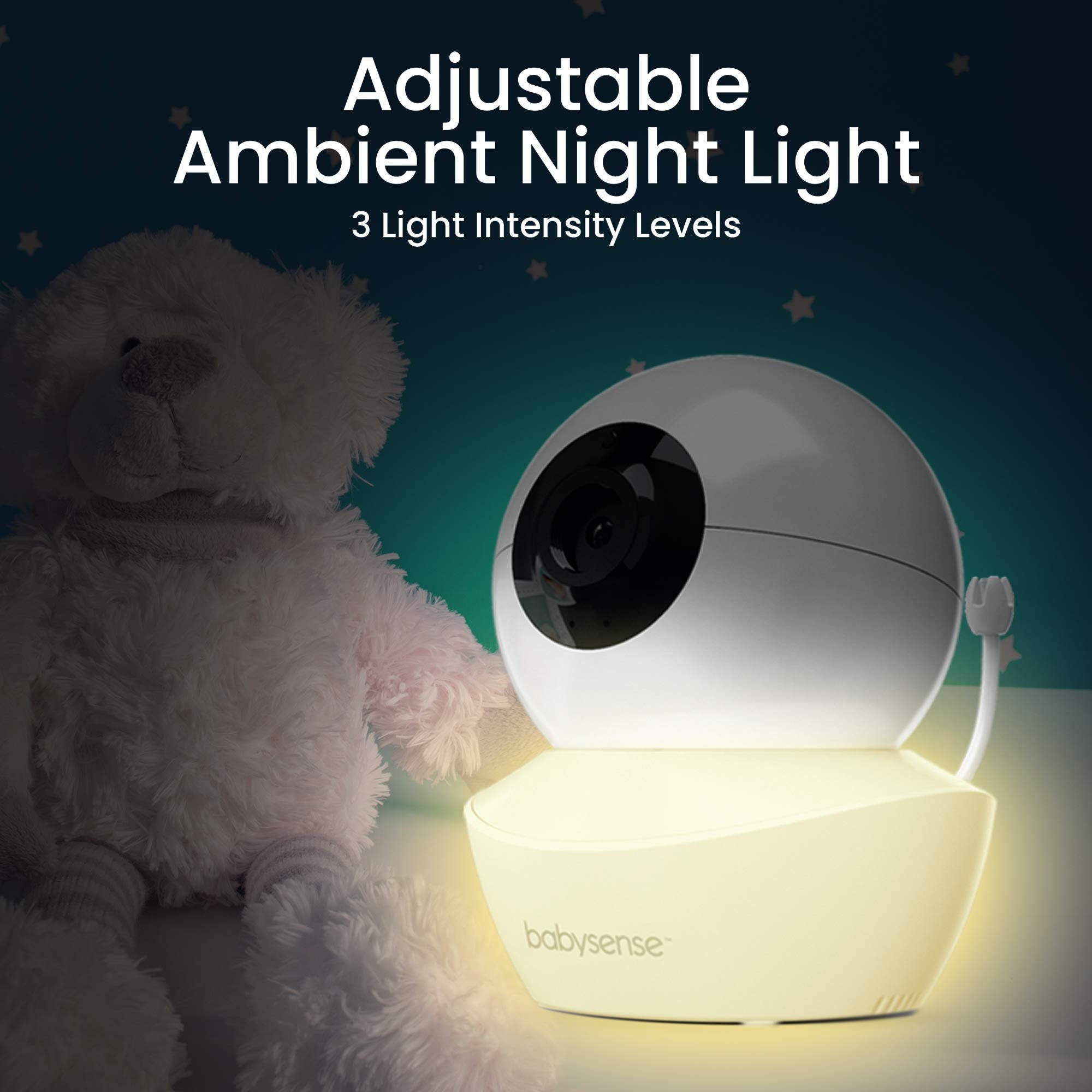 Babysense Moniteur HD Vidéo pour Bébé - Babyphone avec Écran Divisé 5“ et 2 Caméras 720p, Conversation Audio Bidirectionnel, Longue Portée, Veilleuse Réglable, Vision Nocturne, Berceuses