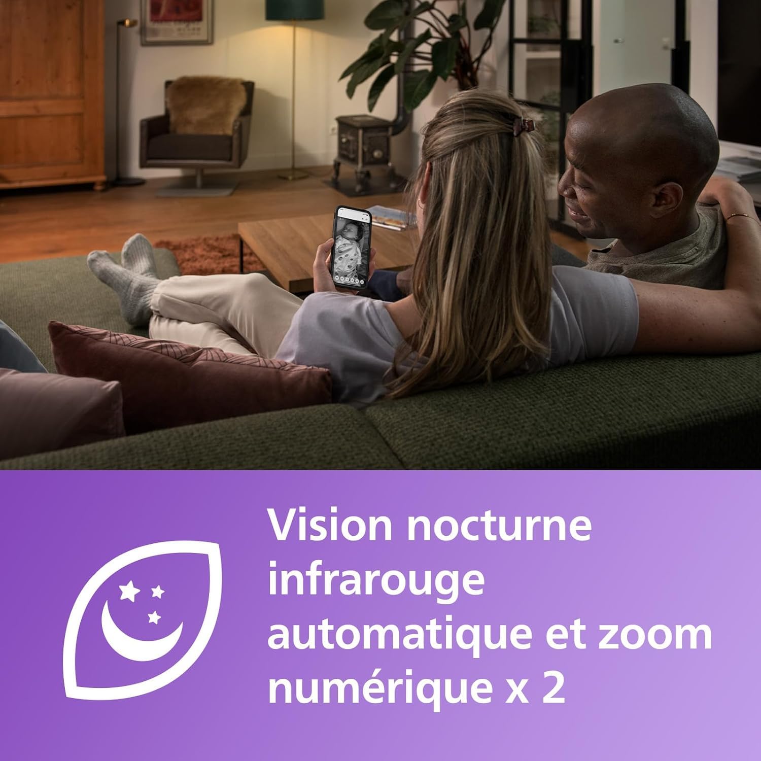 AVENT Philips babyphone Video connecté avec Wi-FI, caméra HD de Haute qualité, Vision Nocturne Infrarouge, détection des Pleurs, Audio bidirectionnel, 12 Heures d'autonomie en Mode éco, SCD951/26