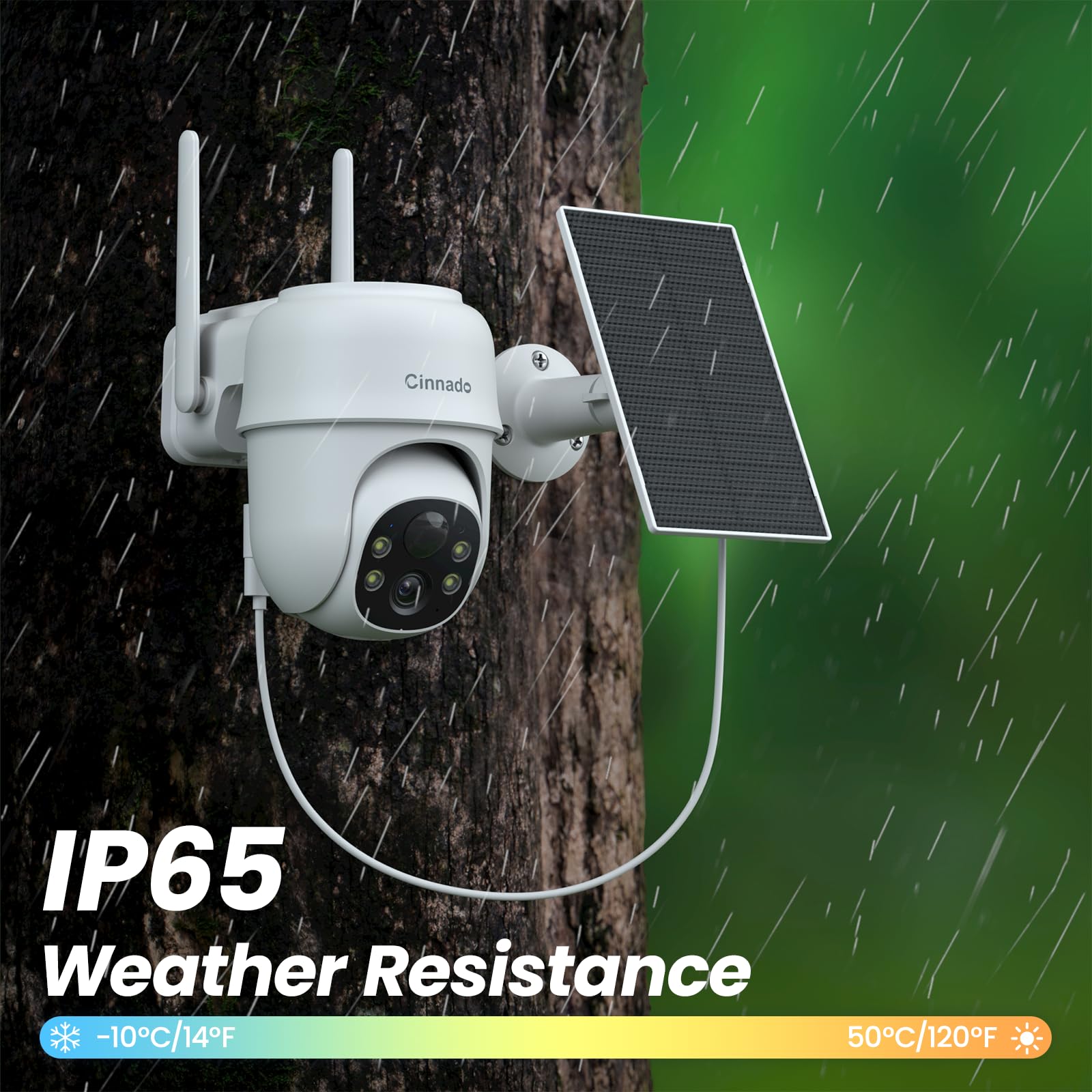 Cinnado Camera Surveillance WiFi Exterieure sans Fil - 2K Camera Exterieur sans Fil avec Panneau Solaire, 360° PTZ, Alerte Instantanée PIR, Vision Nocturne Couleur, Audio Bidirectionnel, B6 (Noire)