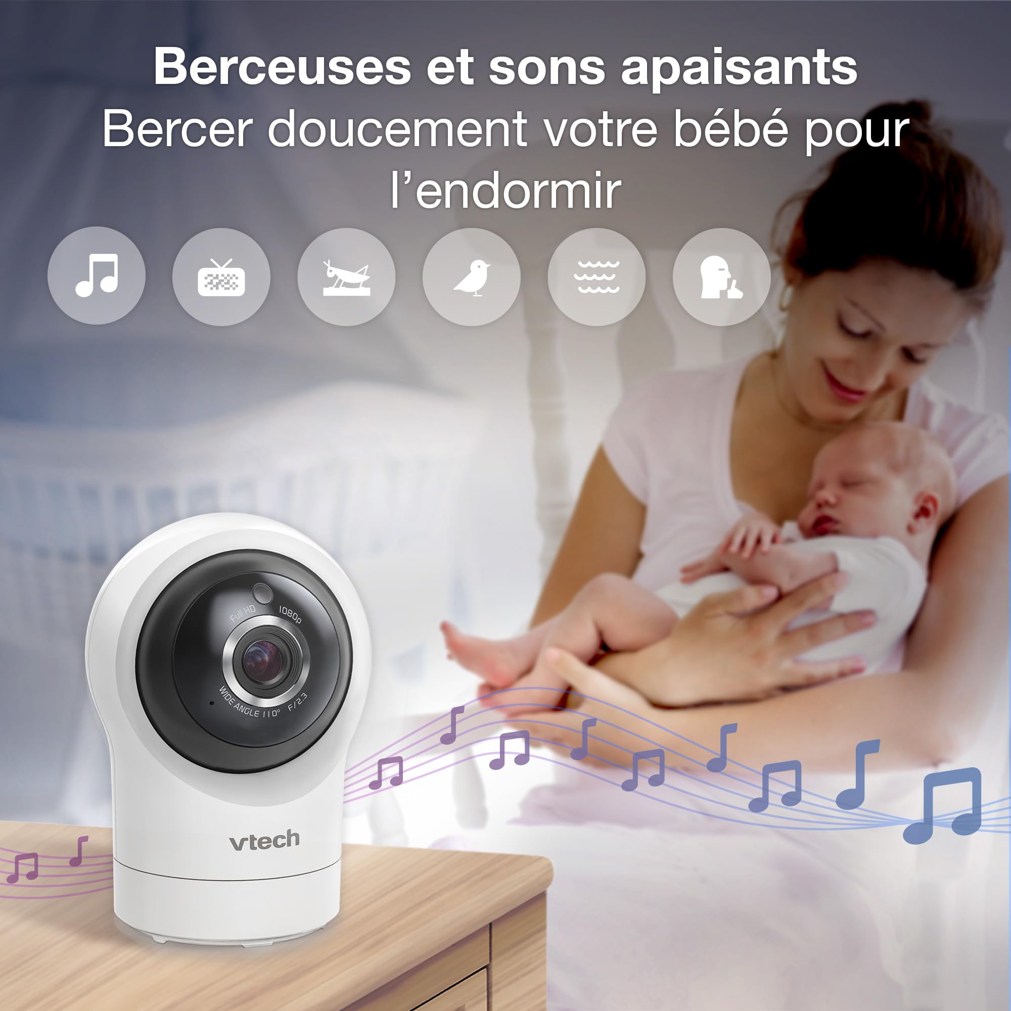 VTech - Babyphone Night Light - Fonction Veilleuse, Communication Parent/bébé - BM1211 - Version FR