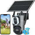 Xega 4G LTE Caméra Solaire【Double Objectif】avec Carte Sim, 14400mAh Camera Extérieure sans Fil, Détection de Personne 2K HD Inclinable 355°/100°, Autonome sur Batterie,Vision Nocturne IP66 (Non WiFi)