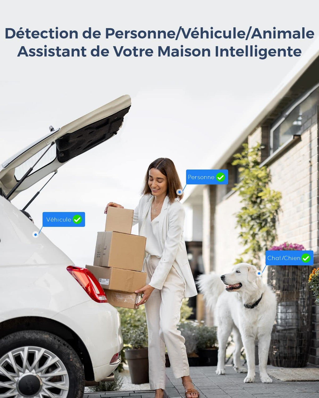 Reolink 4K Caméra de Surveillance Extérieure PoE avec Zoom Optique 5X, Vision Nocturne en Couleur, Audio Bidirectionnel, Détection de Personne/Véhicule, Alerte de Mouvement, Time-Lapse, RLC-811A