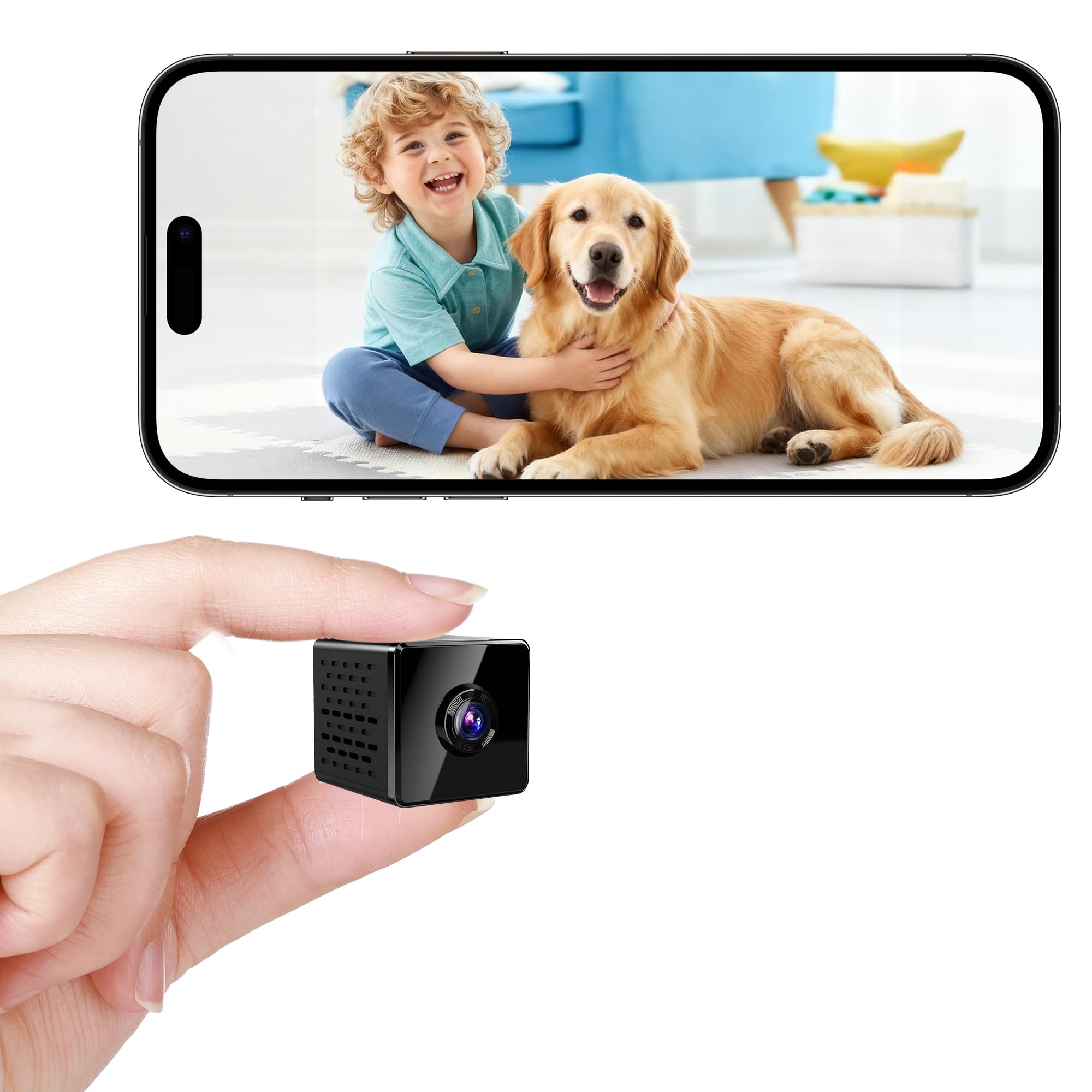 Caméra Espion Mini 4K avec Vision Nocturne et WiFi - Caméra de Sécurité Intérieure avec Détection de Mouvement - Stockage Cloud et Carte SD / Batterie Intégrée - Vidéo en Temps Réel pour Maison et Sur