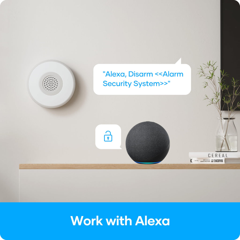 AGSHOME Kit Alarme Maison sans Fil avec Caméra WiFi 1080P, Système d’Alarme Connecté 9 Pièces, Sirène 120 DB, WiFi 2.4GHz, Compatible Alexa