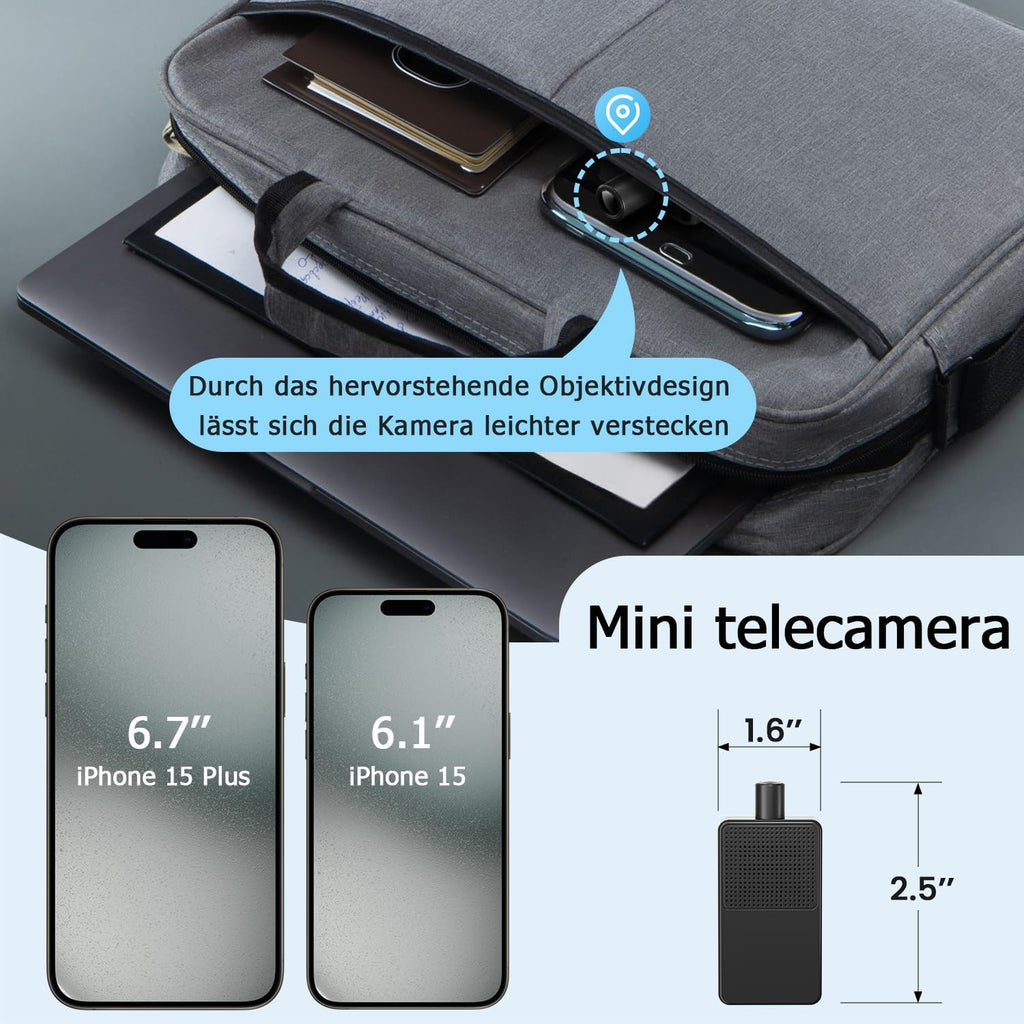 Digimore Mini Camera Espion sans Fil, WiFi Camera Surveillance 10h Enregistrement Continu, Stockage Cloud Gratuit, Batterie 3000Mah, Détection Mouvement & Vision Nocturne, Intérieur/Extérieur