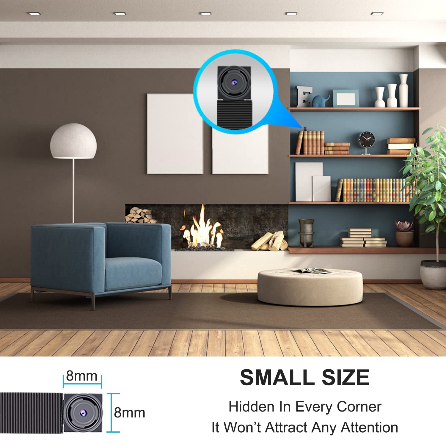 OTADUG Caméra Espion 1080p Mini caméra Espion cachée avec caméra et Microphone/Carte SD 16 Go/Longue durée de Vie de la Batterie (détection de Mouvement)