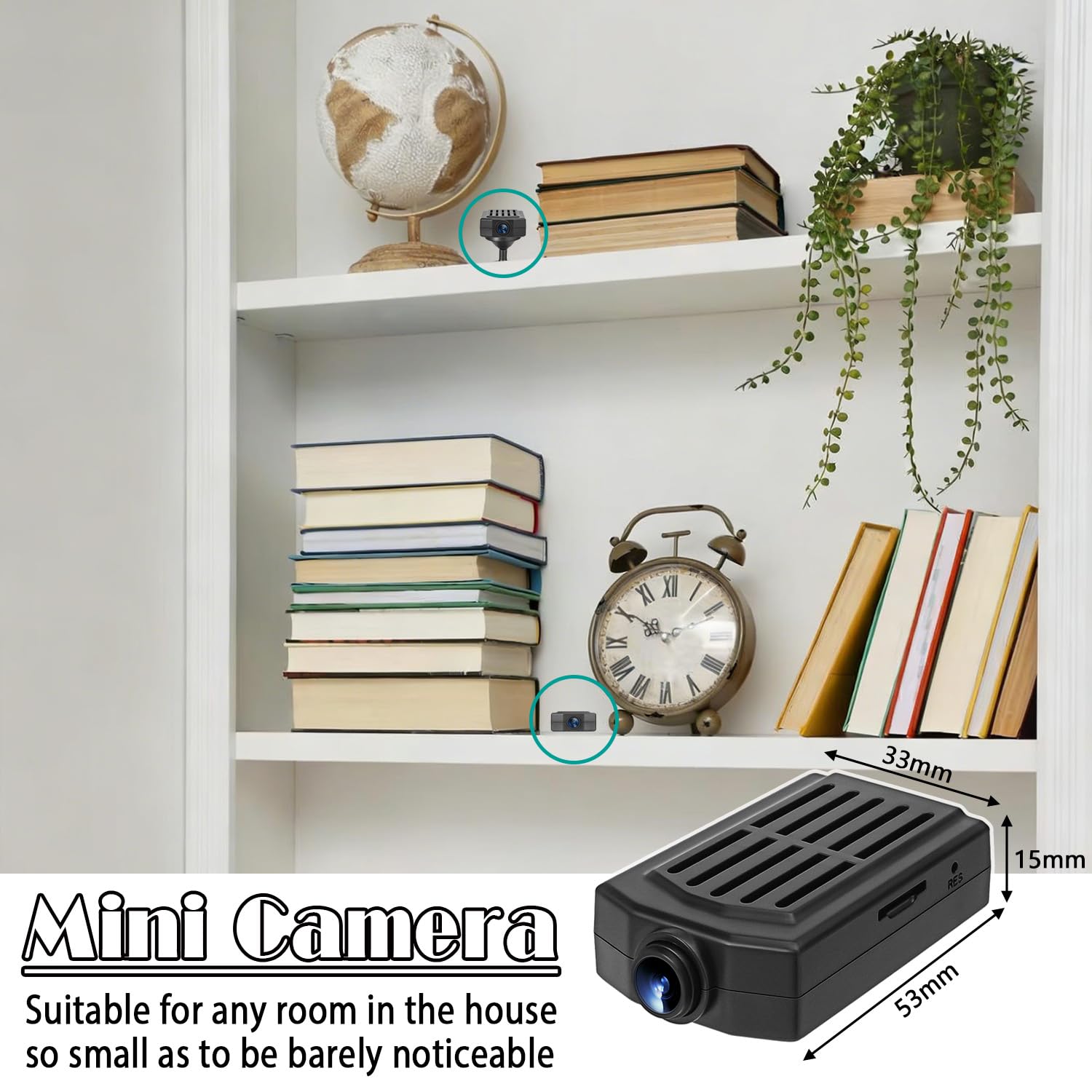 OTADUG Caméra Espion, Caméra de Surveillance 1080P avec Loop Recording, Détection de Mouvement, Grand Angle 120, 3 Heures, avec Une Carte, Pas Besoin de Wi-FI