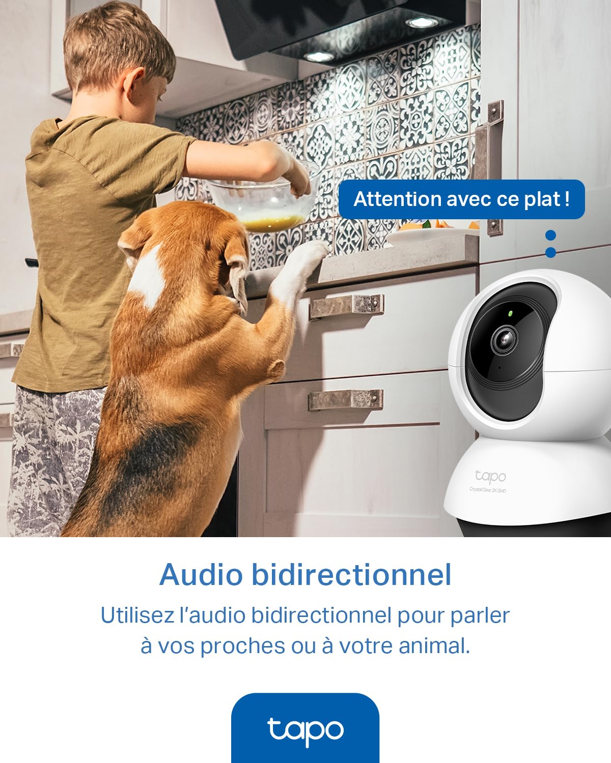 Tapo 2.5K(4MP) Caméra de Surveillance WiFi intérieure 360°, Détection Humaine AI Suivi Intelligent, Sirène et détection de Mouvement, Audio bidirectionnel, Compatible Alexa pour Bébé/Animaux C220