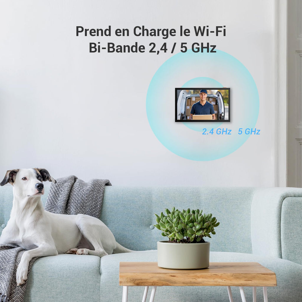 EZVIZ CP5 Visiophone connecté WiFi, Résolution 1080P, Moniteur Tactile Couleur 7", Portier vidéo à installation 2 Fils, Déverrouillage à Distance, Audio Bidirectionnel, Vision Nocturne, Design Compact