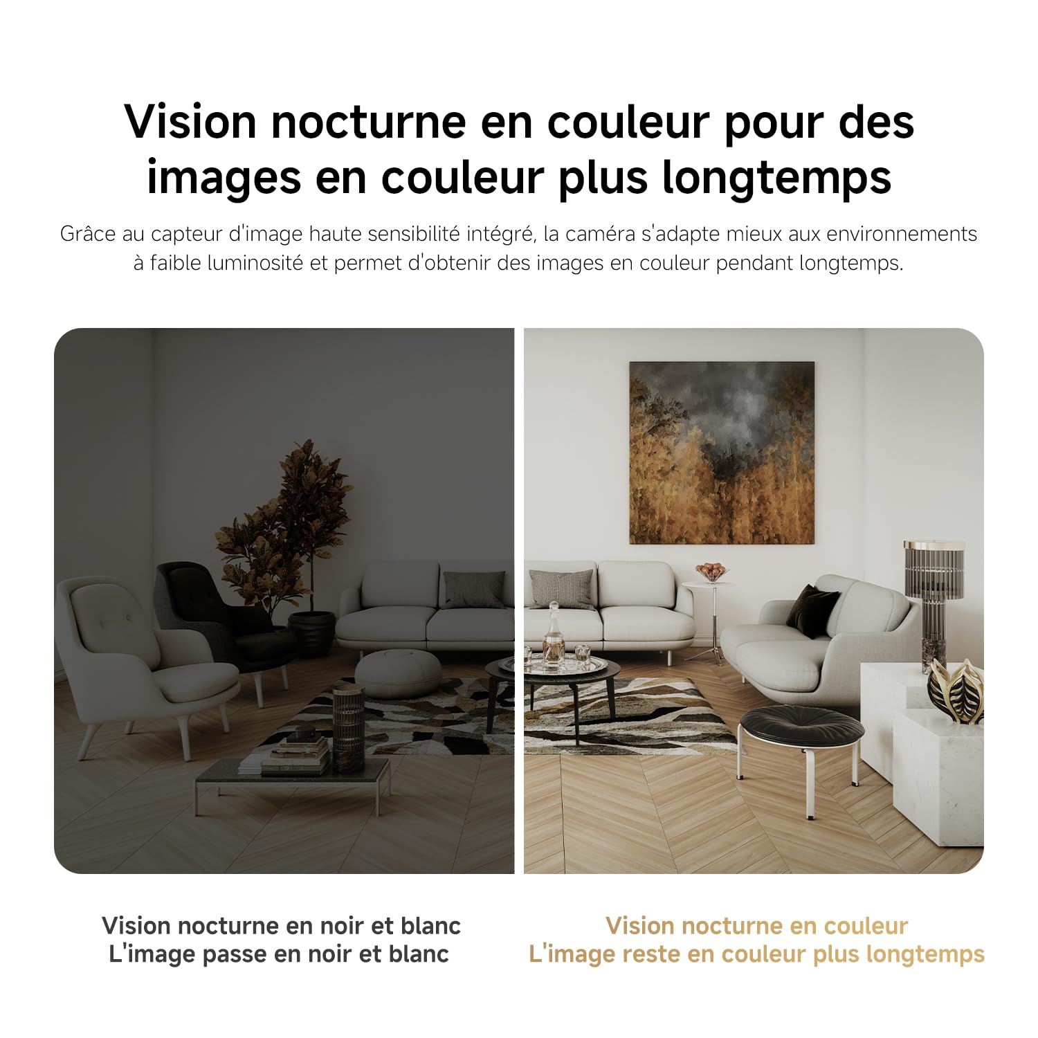 XIAOMI C201 1080p HD, caméra de sécurité, WiFi 6, 360° Panorama, Vision Nocturne Couleur, Protection Objectif, Audio bidirectionnel, babyphone, caméra Animaux, Compatible avec Alexa et Google