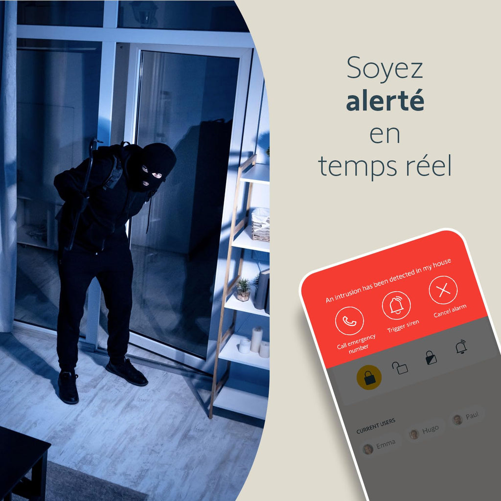 somfy 2401507 - Indoor Camera, Caméras avec volet motorisé, Compatible : Alexa, Google Home et Tahoma, Vision Nocturne, Détection de Mouvement, Grand Angle, Enregistrements vidéo, Haut-Parleur