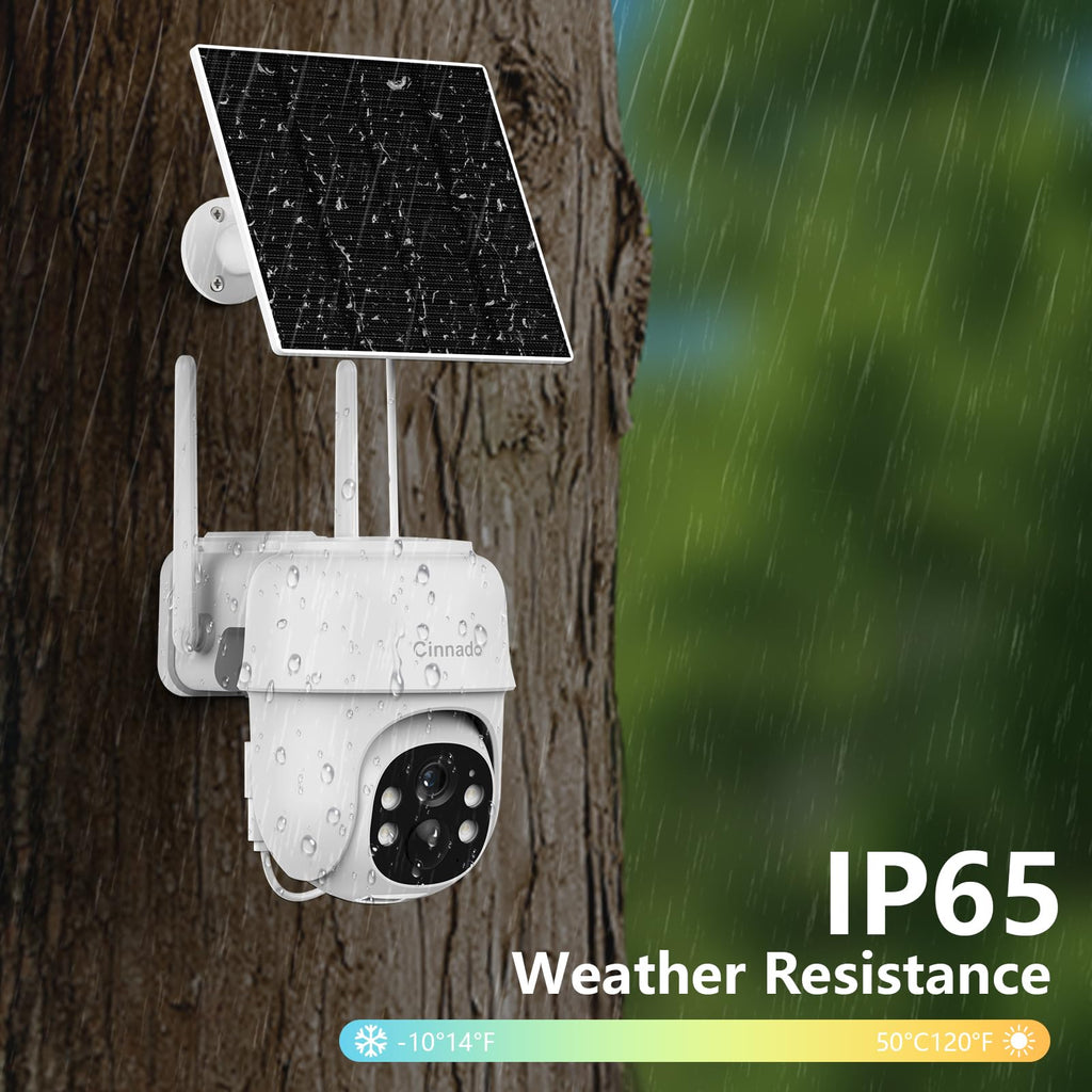 Cinnado Camera Surveillance WiFi Exterieure sans Fil - 2K Camera Exterieur sans Fil avec Panneau Solaire, 360° PTZ, Alerte Instantanée PIR, Vision Nocturne Couleur, Audio Bidirectionnel, B6 (Noire)