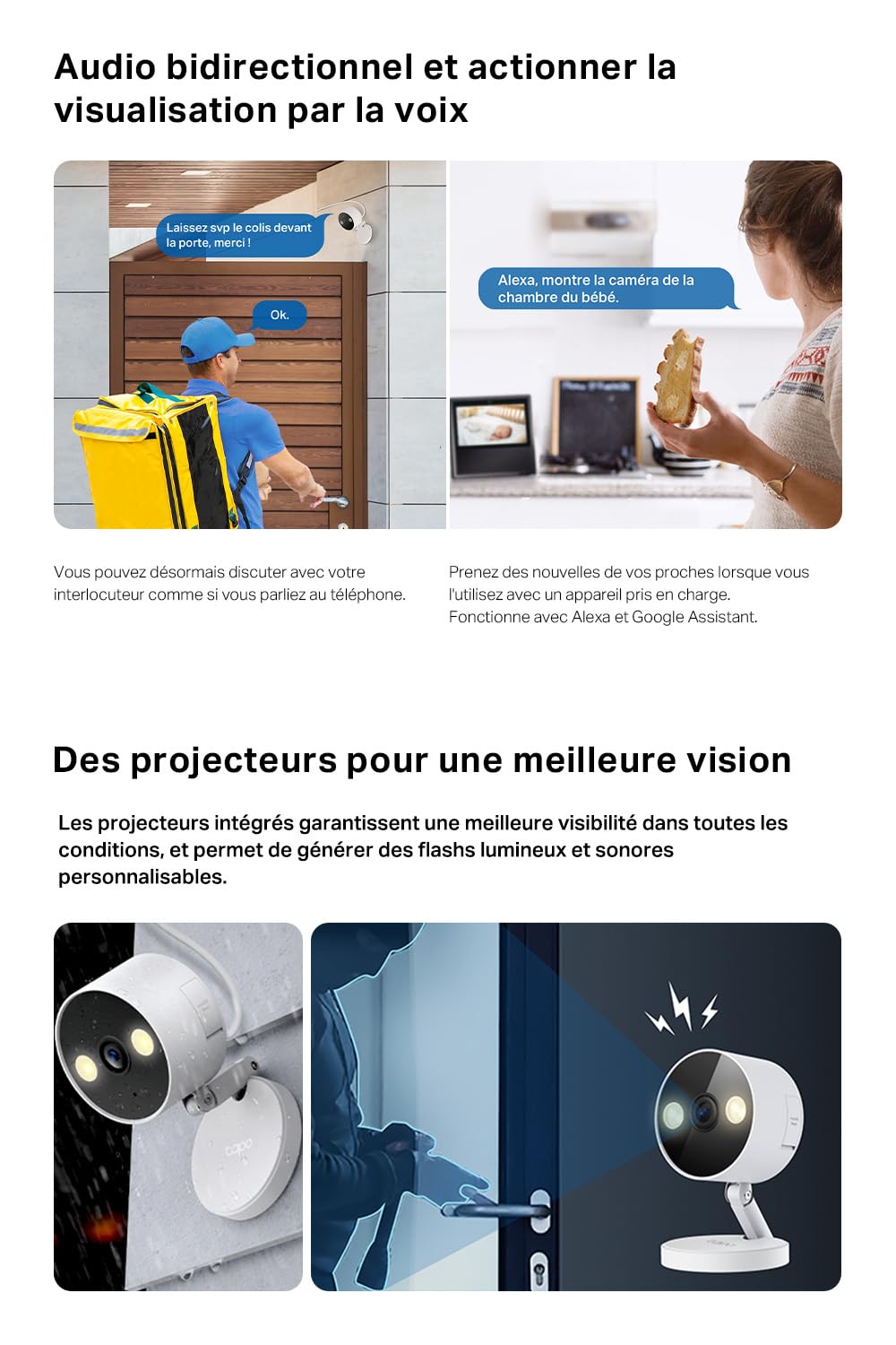 Tapo C110 Caméra de Surveillance WiFi intérieure 2K 3MP, Audio bidirectionnel, détection de Mouvement, Alarme sonore et Lumineuse, Vision Nocturne, Compatible avec Alexa, Google Assistant