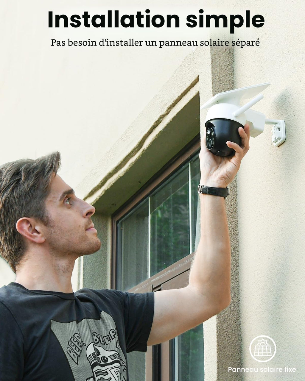 aosu 2K Camera Surveillance WiFi Exterieure sans Fil Camera Solaire WiFi Exterieur, 3MP 360°Panoramique PTZ, Suivi Automatique, Vision Vocturne, Alarme Lumineuse et Sonore, Audio Bidirectionnel